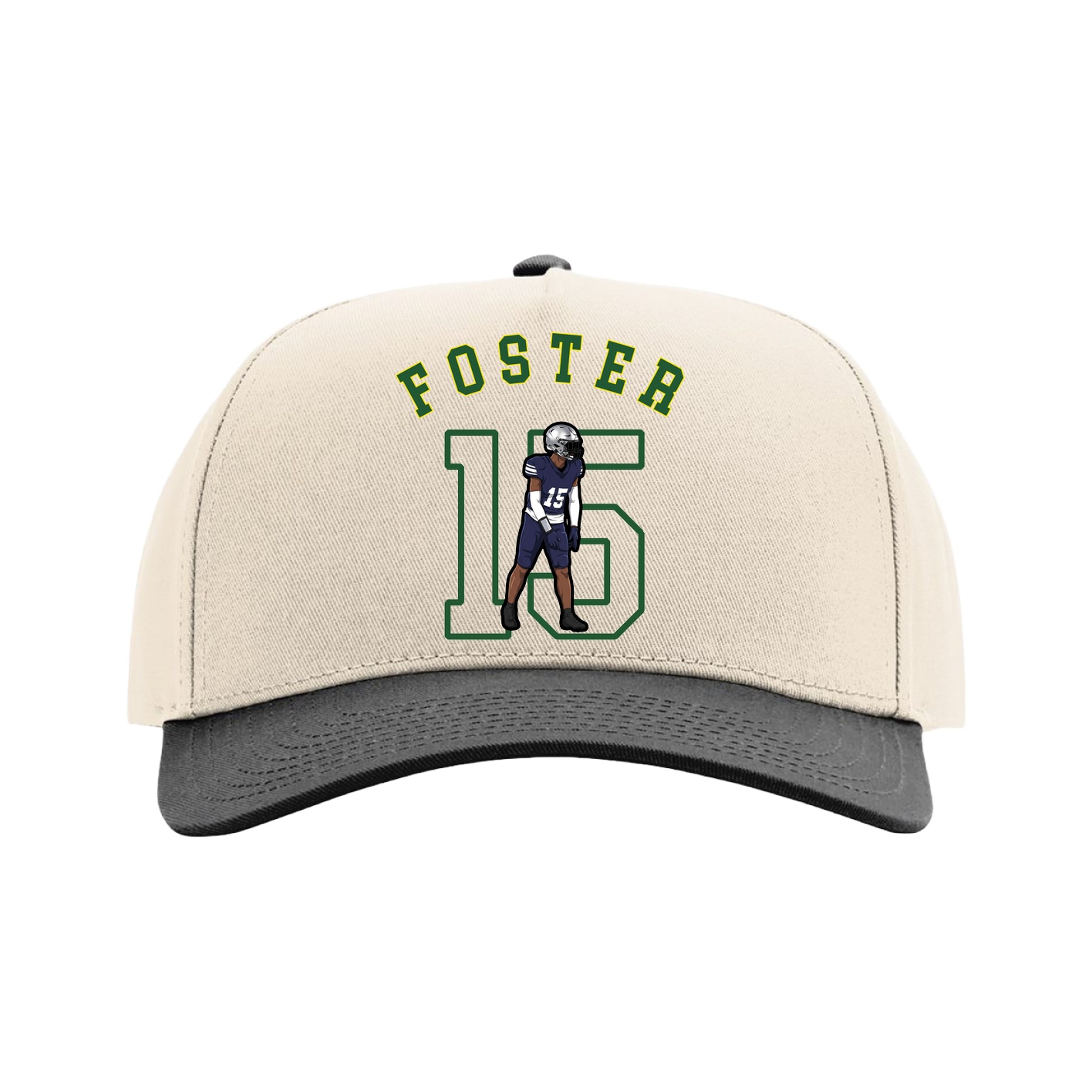 Full Fabric Five-Panel Champ Cap — Shirsey Arch in Cream/Black