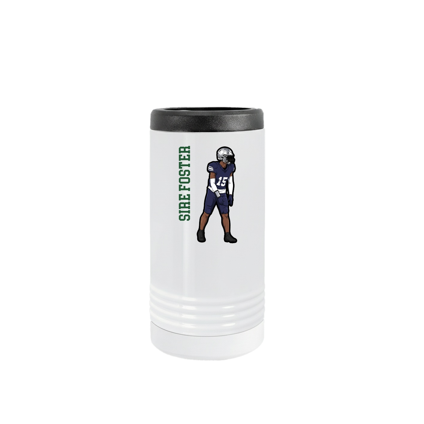 Slim Beverage Holder — Name Vertical in White