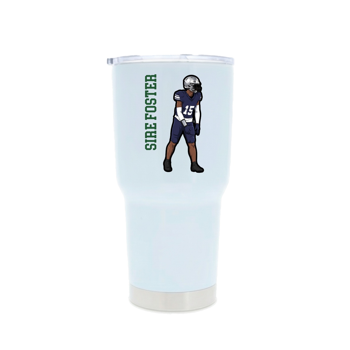 30oz Stainless Steel Tumbler — Name Vertical in White