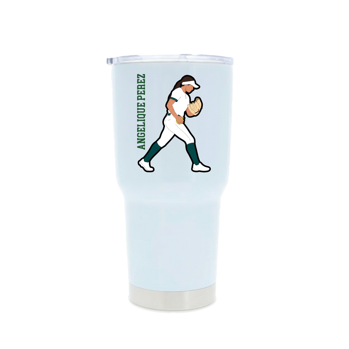 30oz Stainless Steel Tumbler — Name Vertical in White