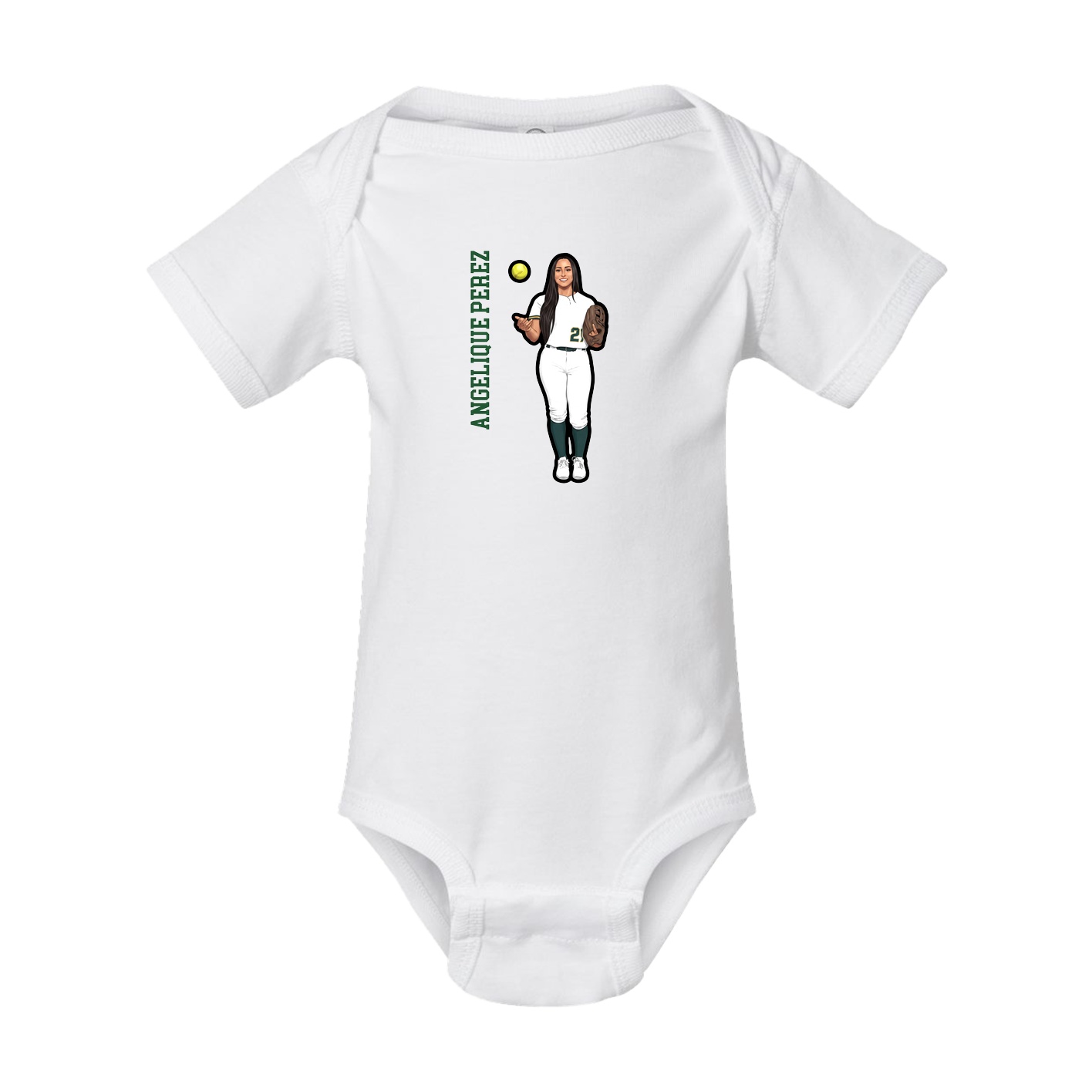 Baby Onesie — Name Vertical in White