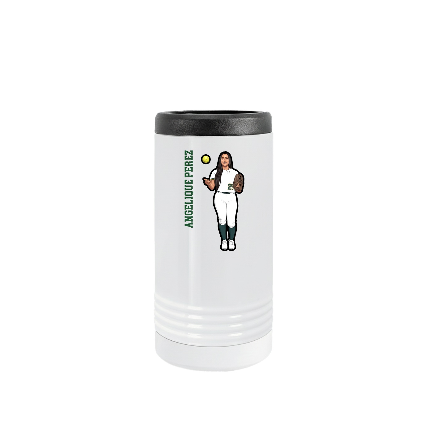 Slim Beverage Holder — Name Vertical in White