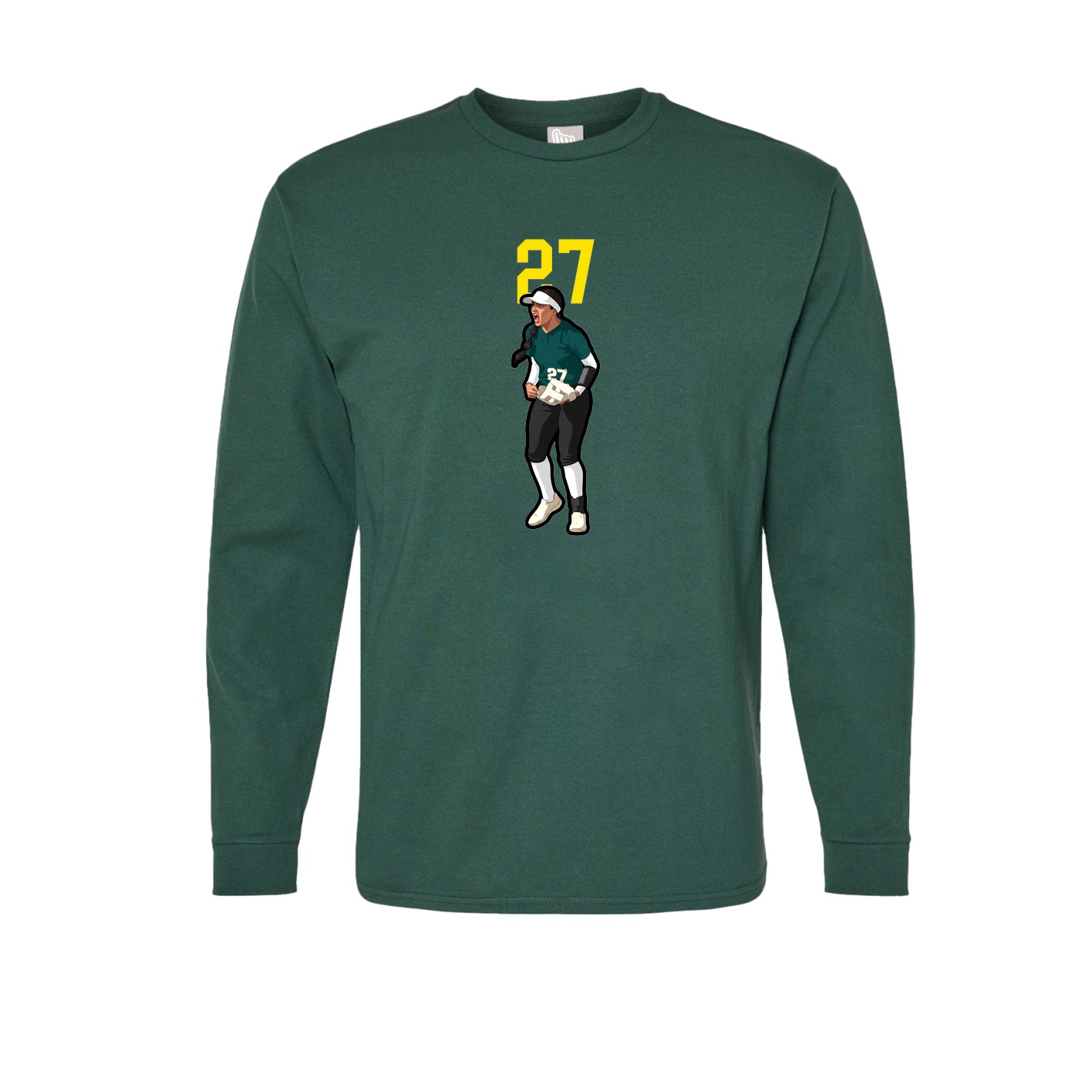 Long Sleeve Tee — Number Top in Green