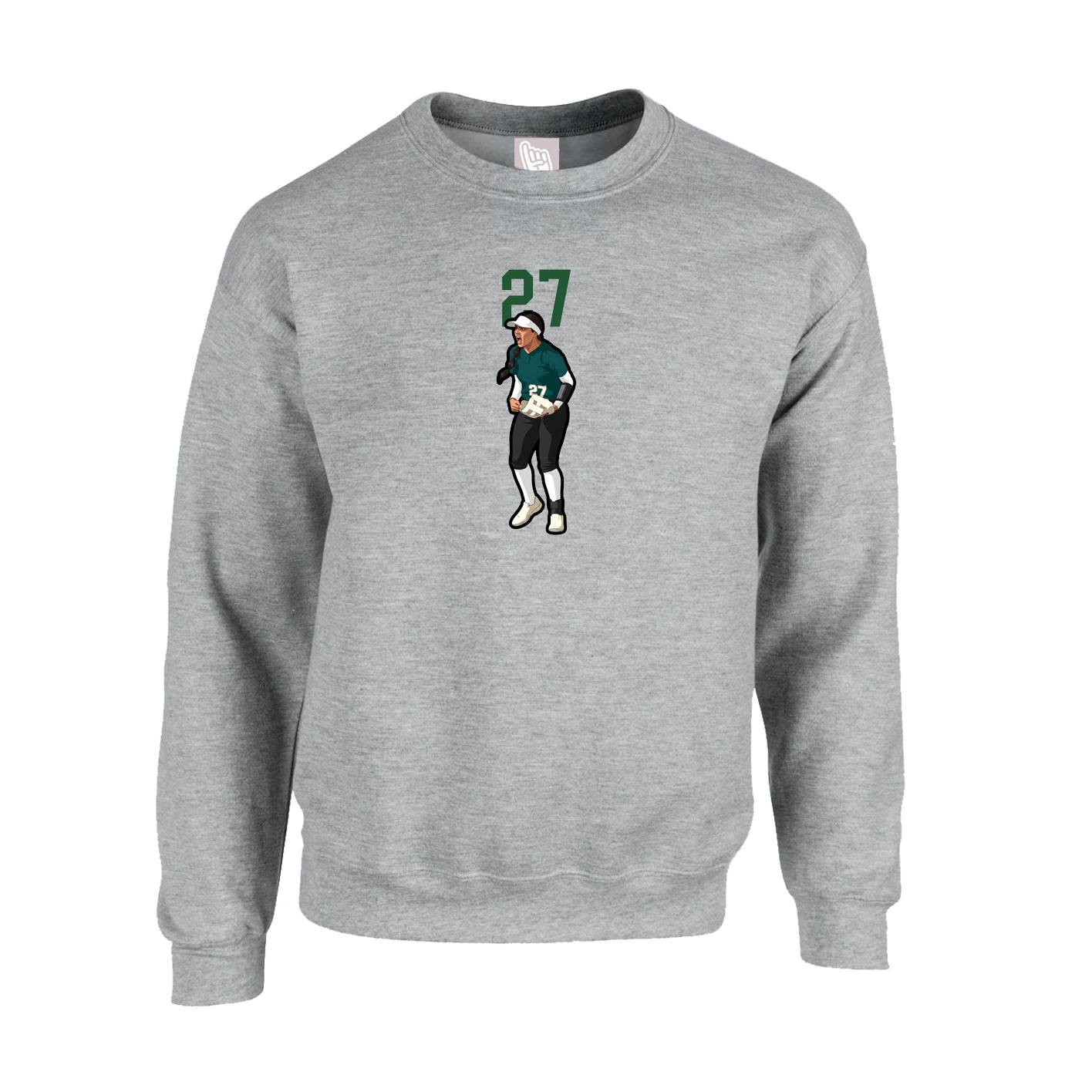 Fleece Crew — Number Top in Grey
