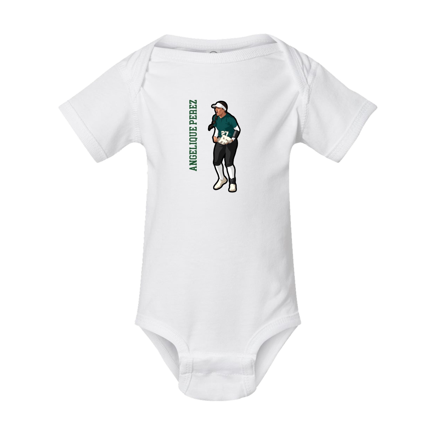 Baby Onesie — Name Vertical in White