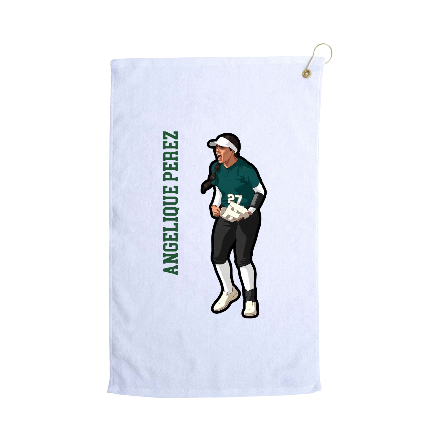 Golf Towel — Name Vertical in White