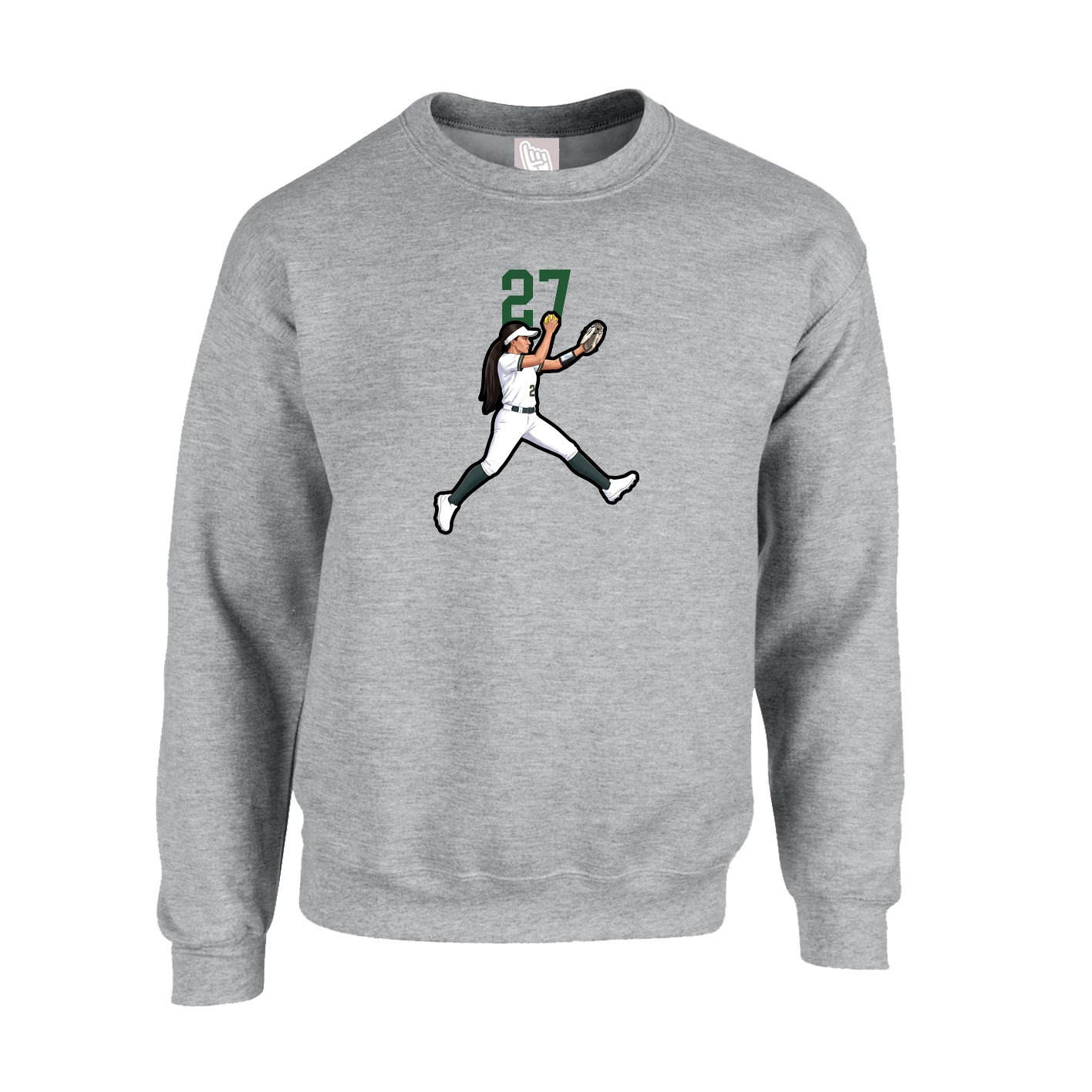 Fleece Crew — Number Top in Grey