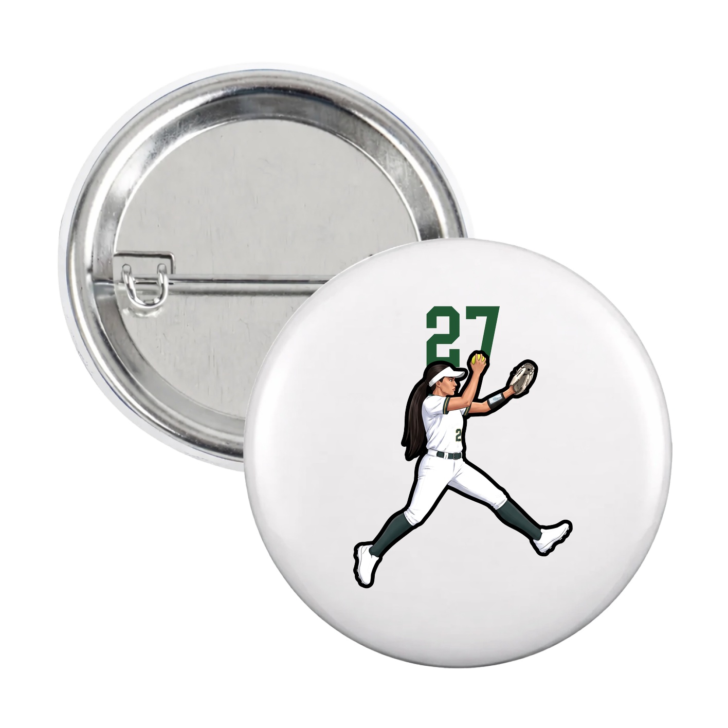 Game Day Button — Number Top in White