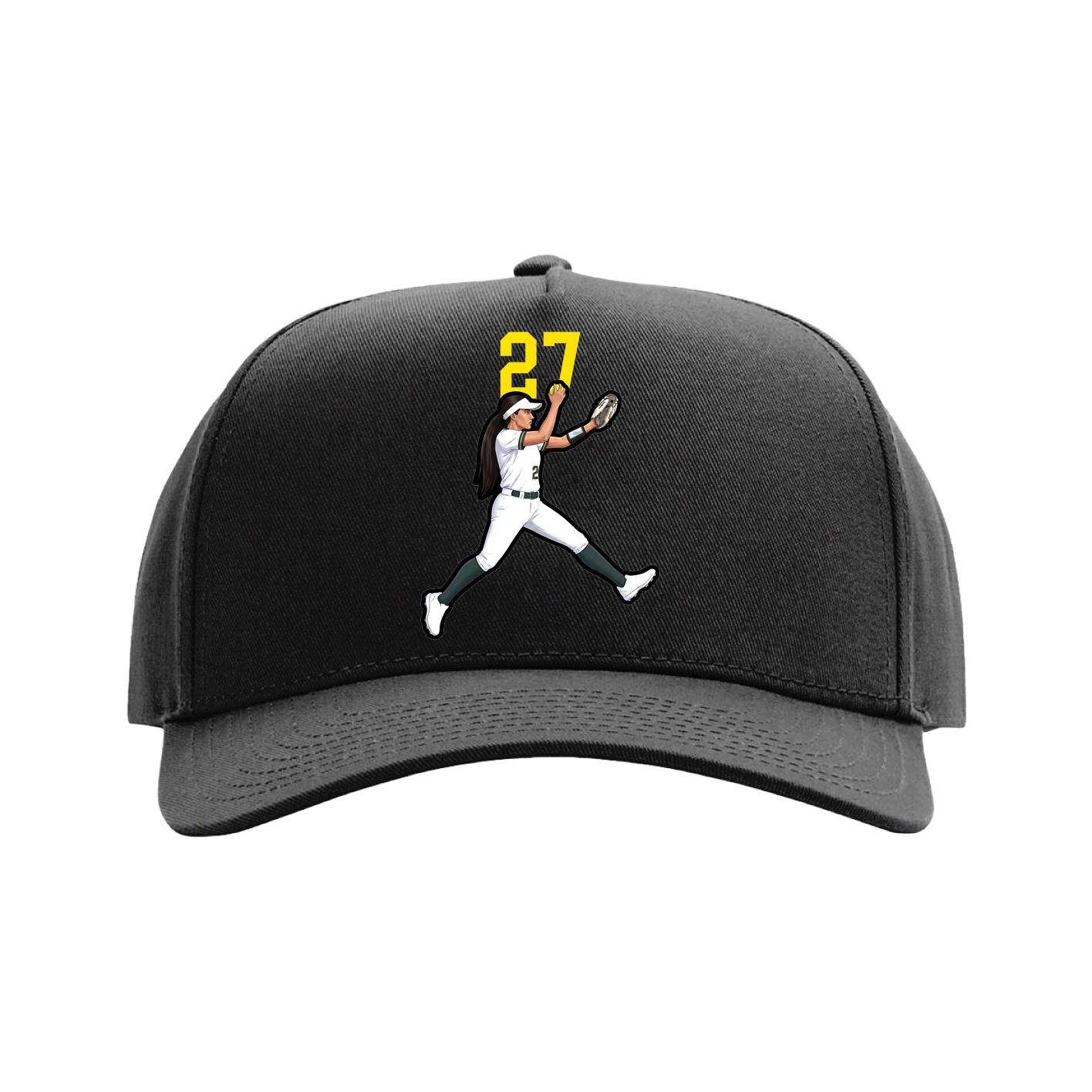 Full Fabric Five-Panel Champ Cap — Number Top in Black