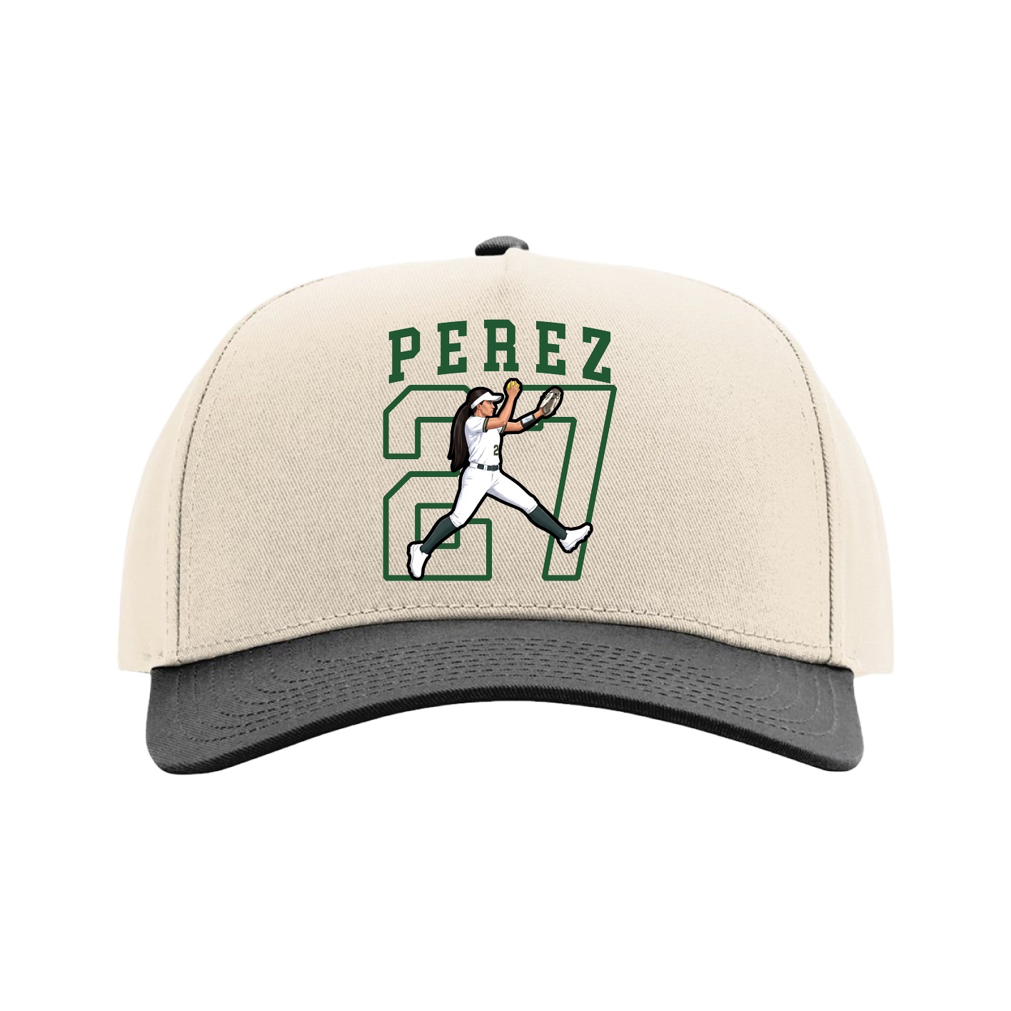 Full Fabric Five-Panel Champ Cap — Shirsey in Cream/Black