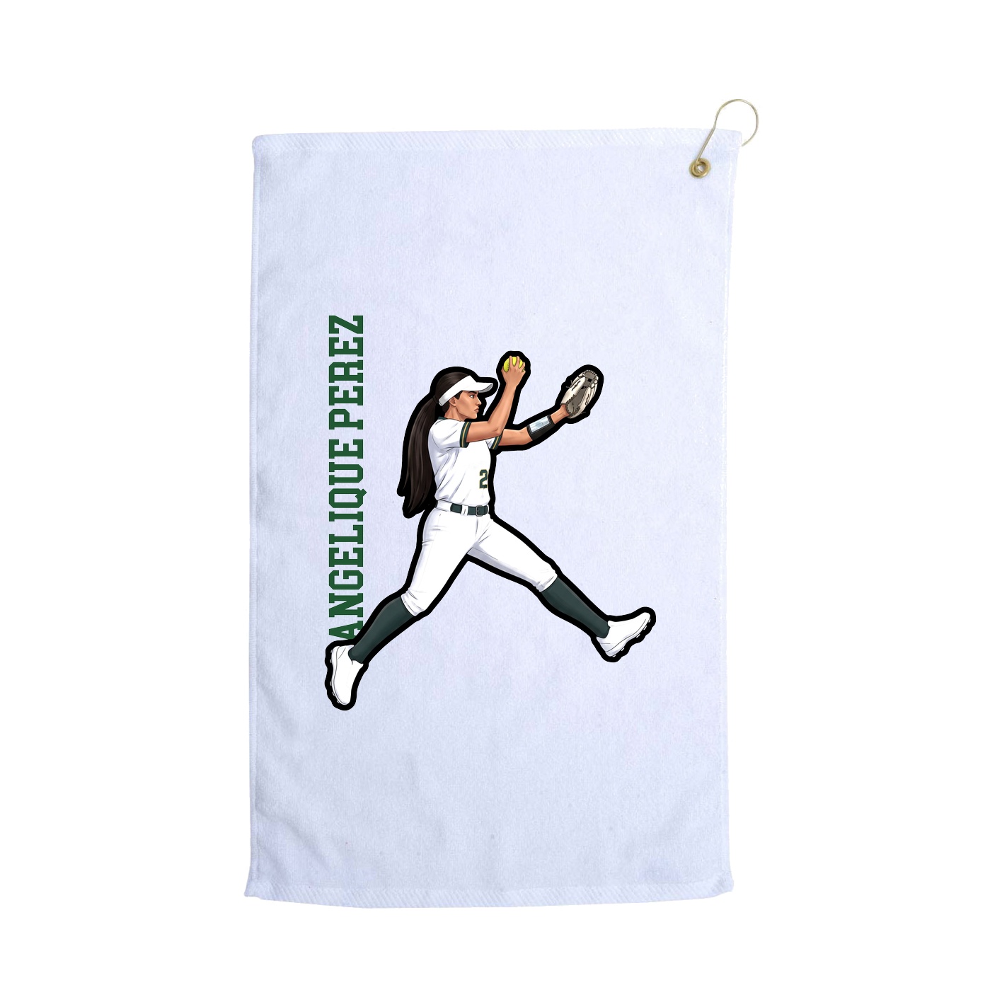 Golf Towel — Name Vertical in White