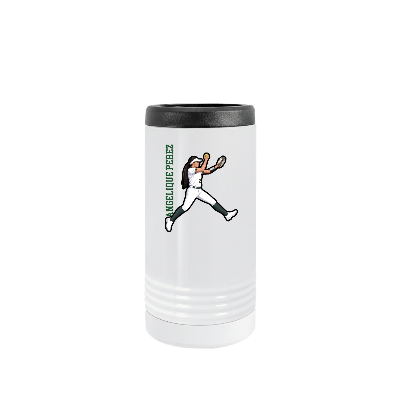 Slim Beverage Holder — Name Vertical in White