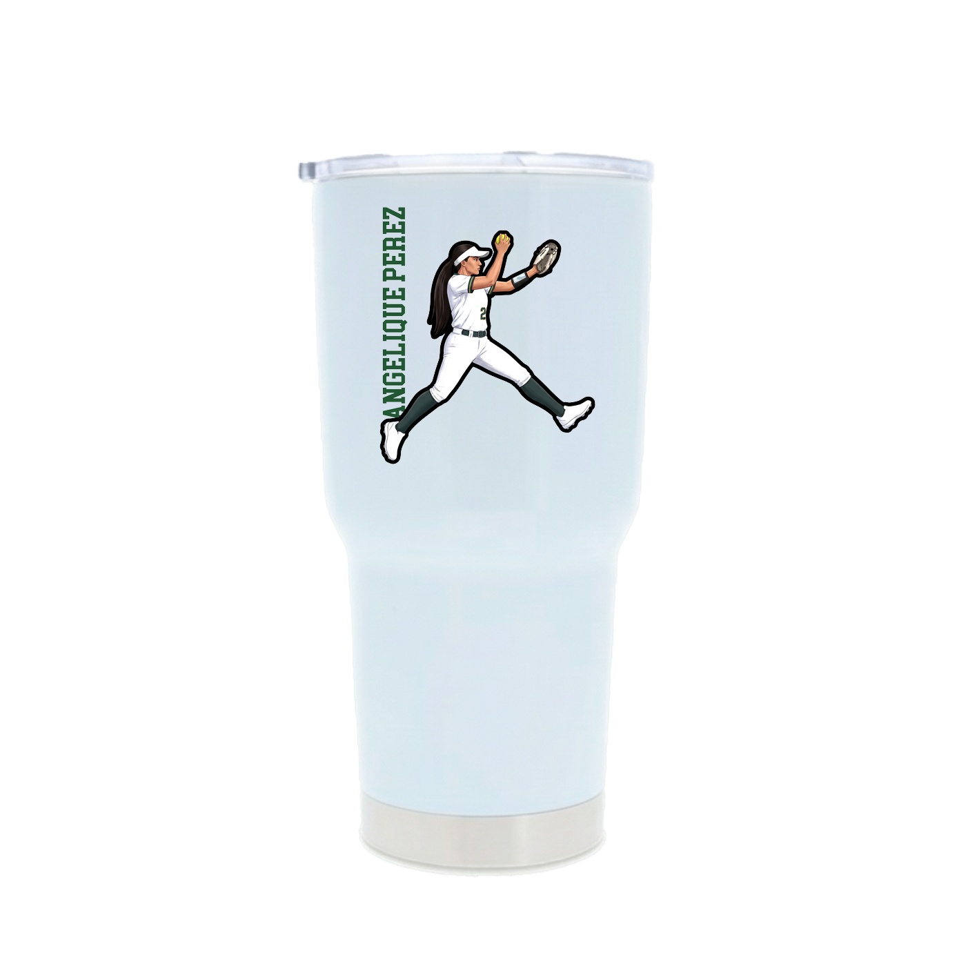 30oz Stainless Steel Tumbler — Name Vertical in White