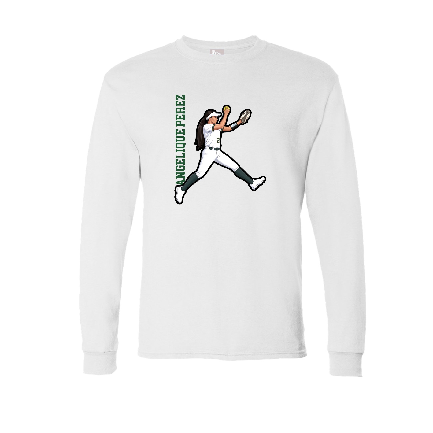 Long Sleeve Tee — Name Vertical in White