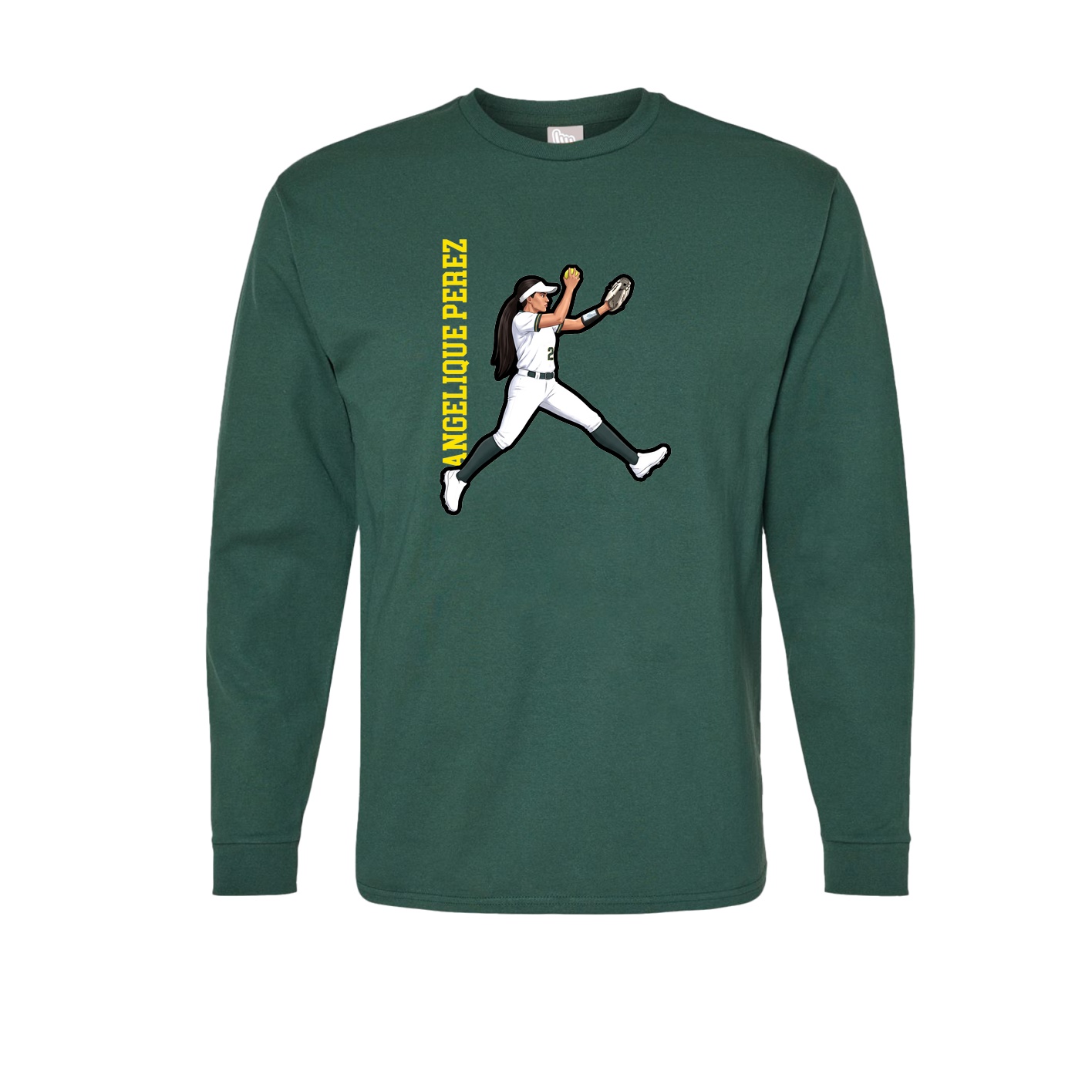 Long Sleeve Tee — Name Vertical in Green