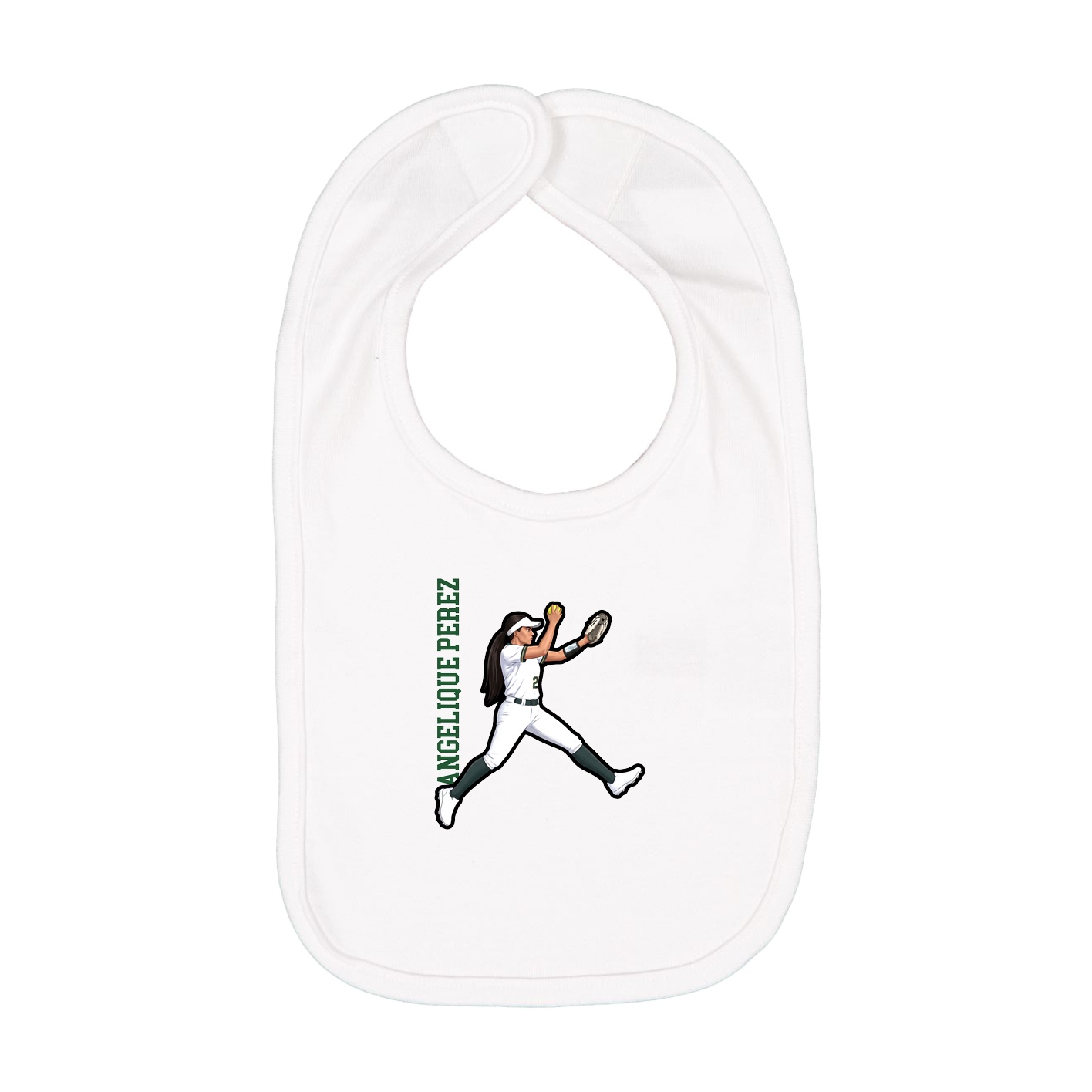 Infant Bib — Name Vertical in White