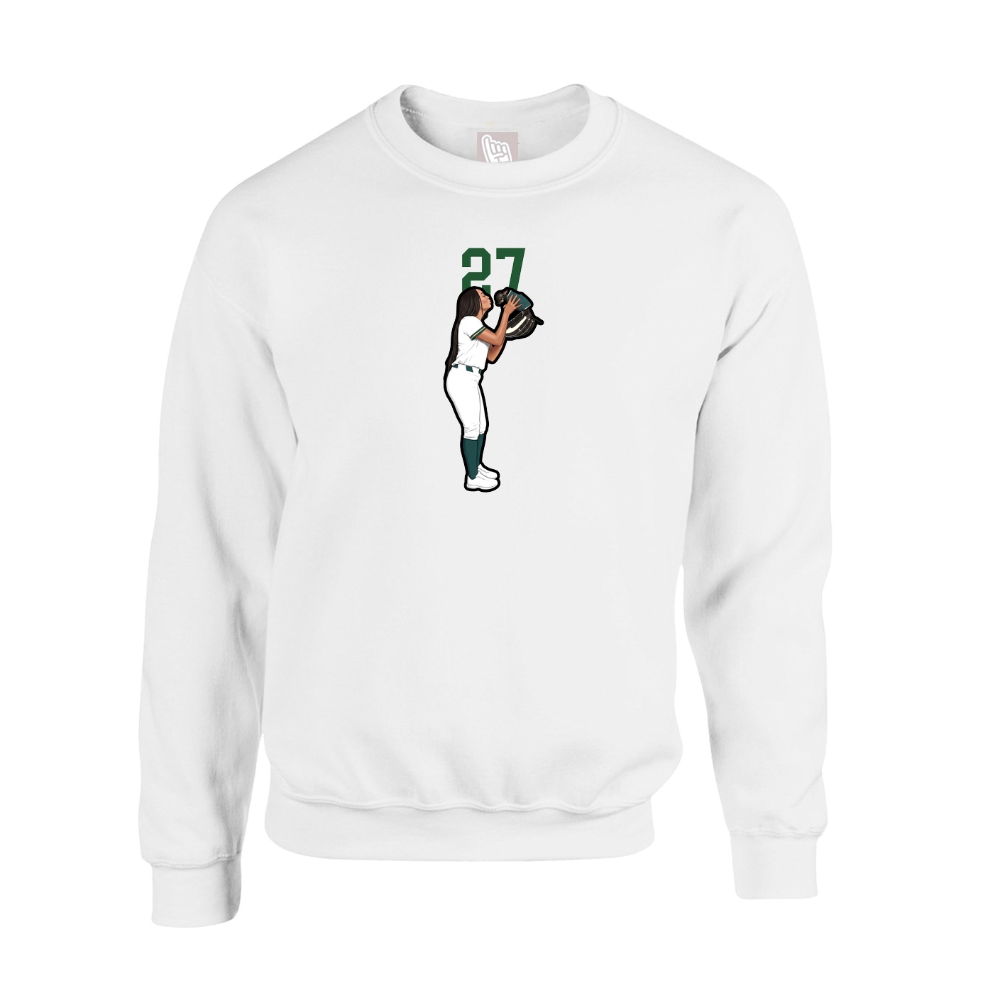Fleece Crew — Number Top in White