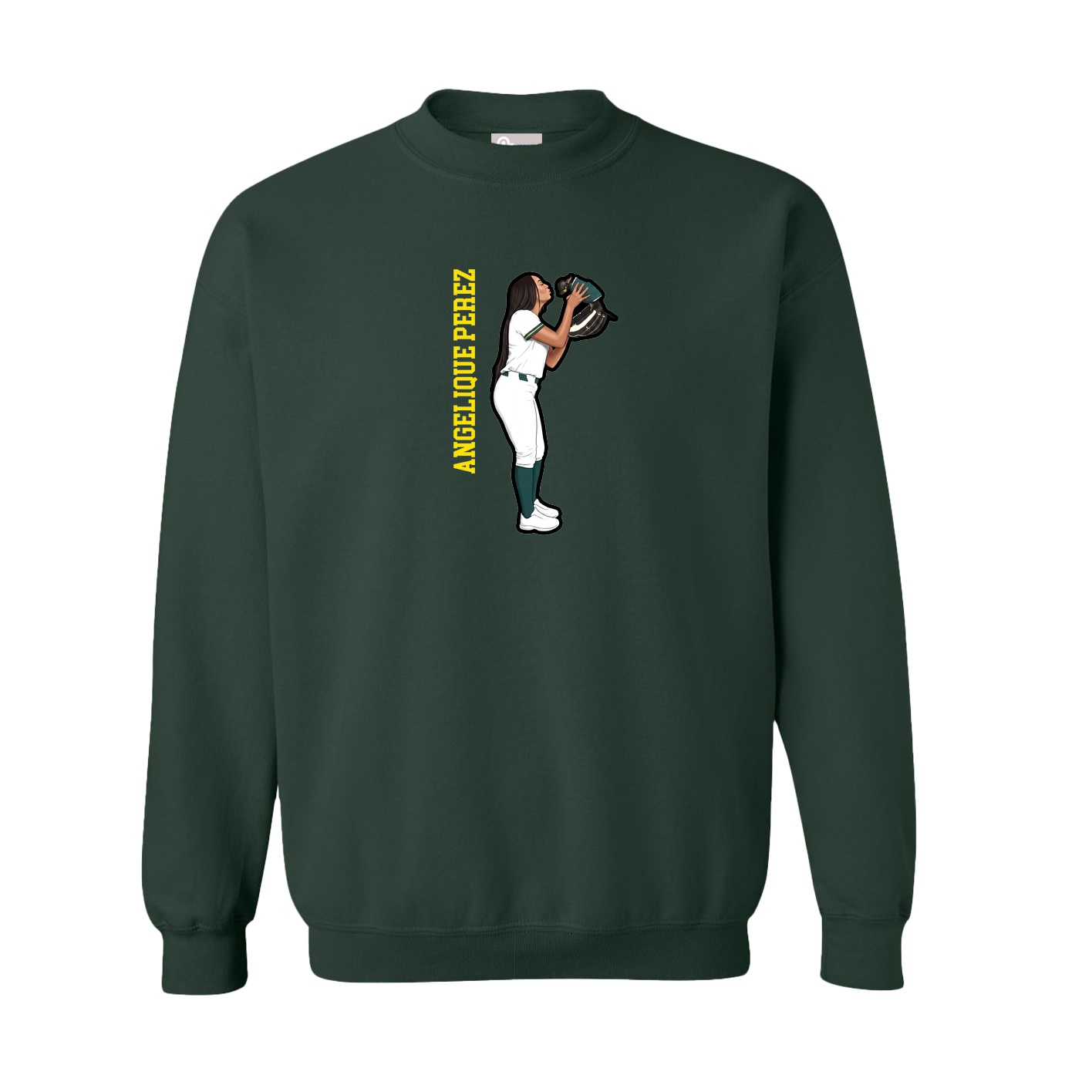 Fleece Crew — Name Vertical in Green