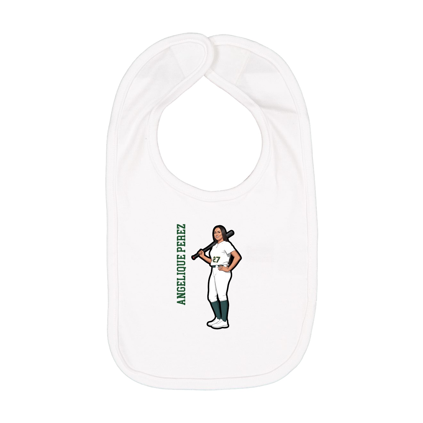 Infant Bib — Name Vertical in White