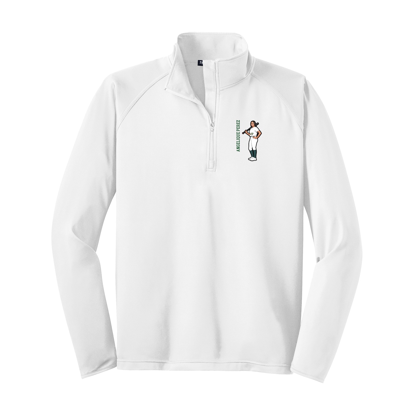 Q-Zip Pullover — Name Vertical in White