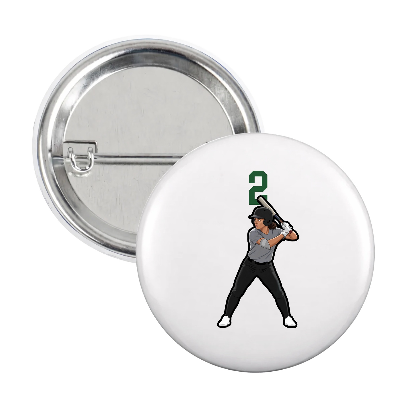 Game Day Button — Number Top in White