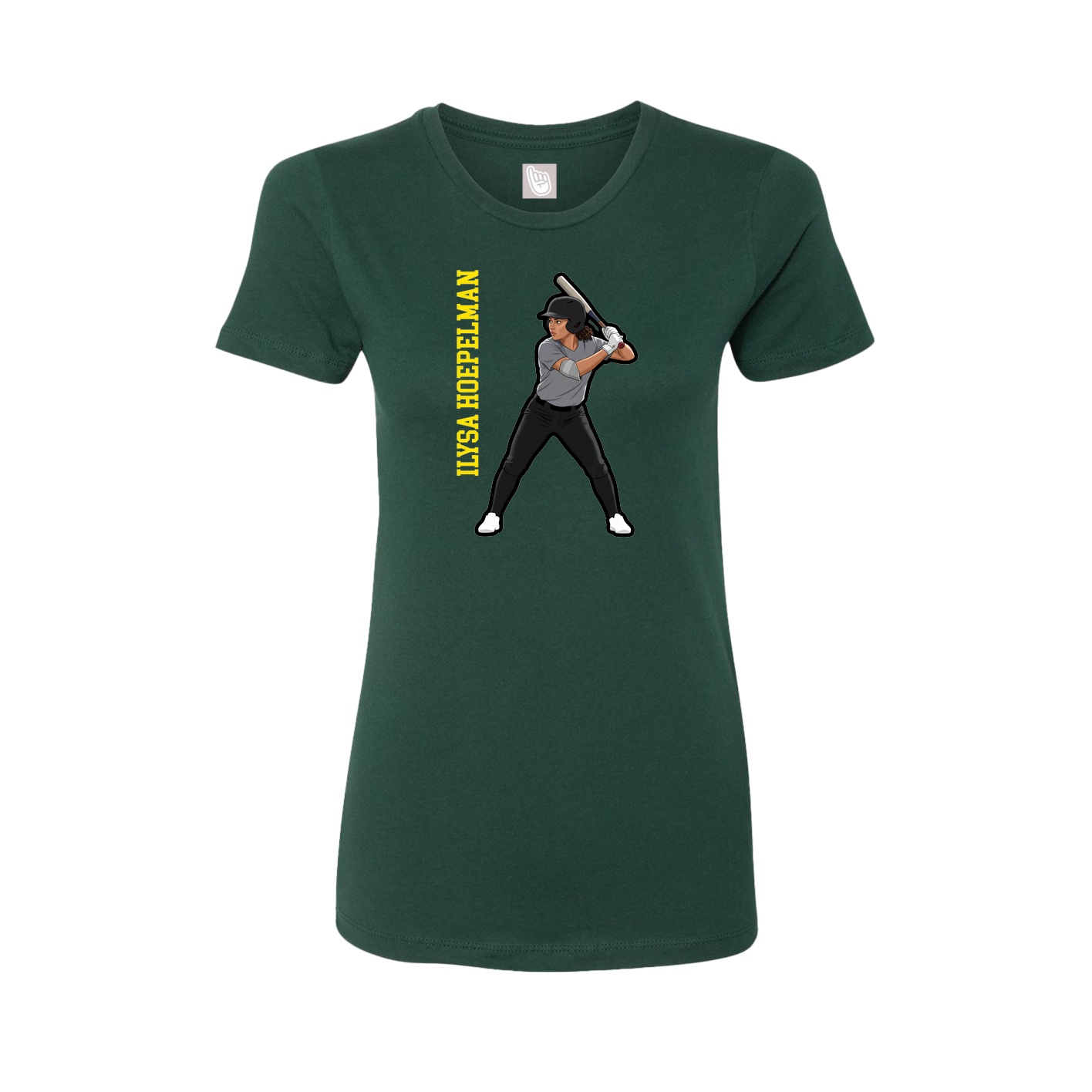 Fitted Women's Tee — Name Vertical in Green