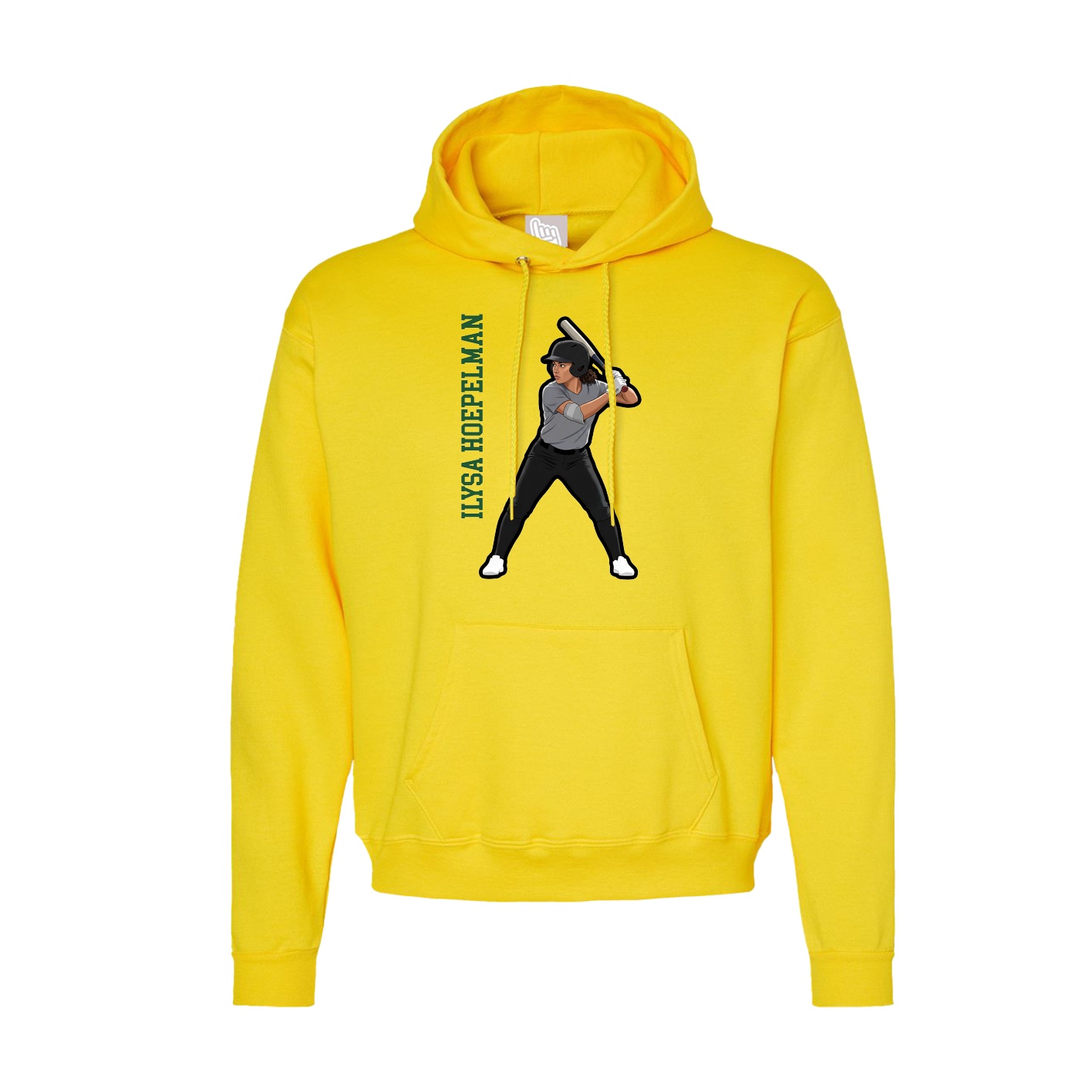 Hoodie — Name Vertical in Yellow