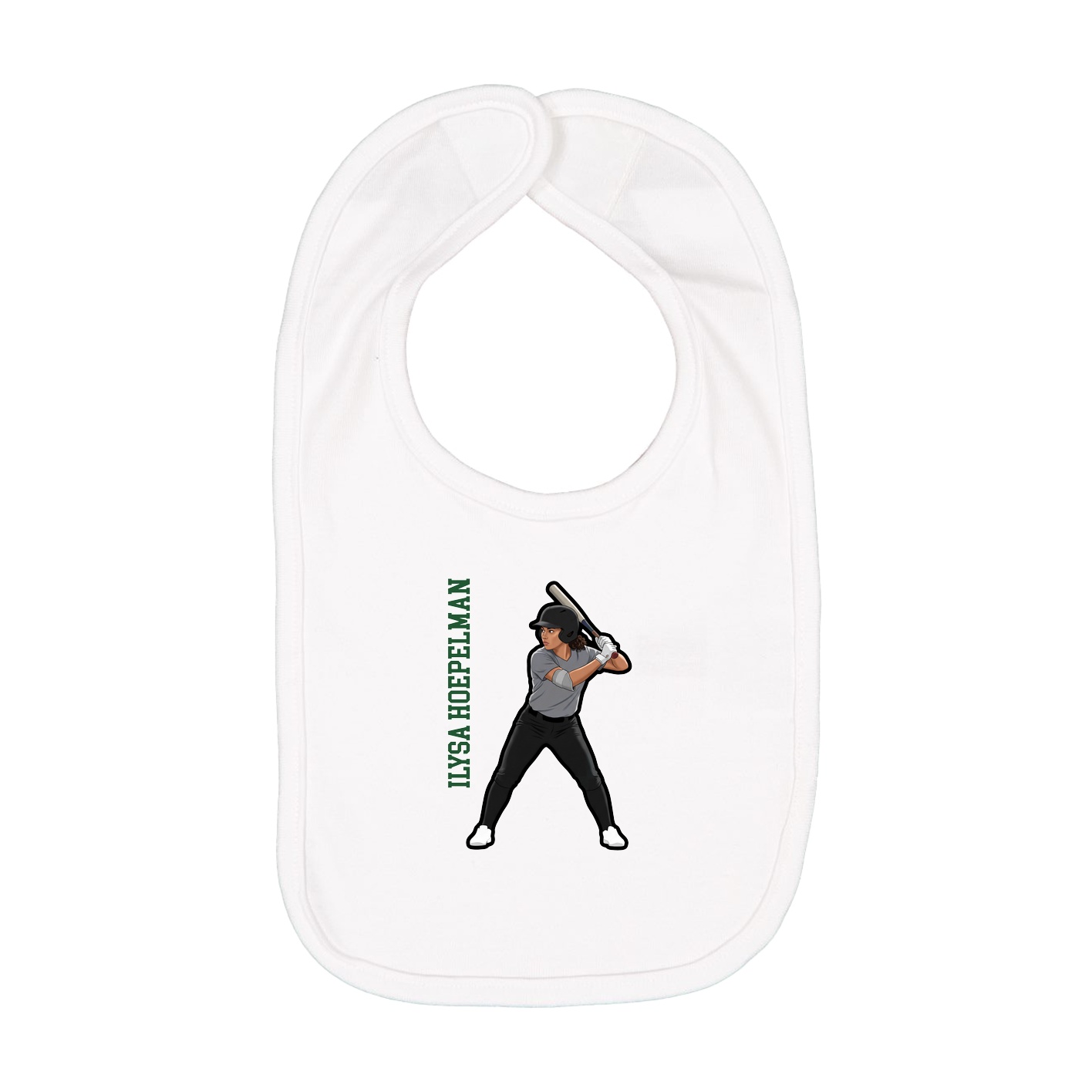 Infant Bib — Name Vertical in White