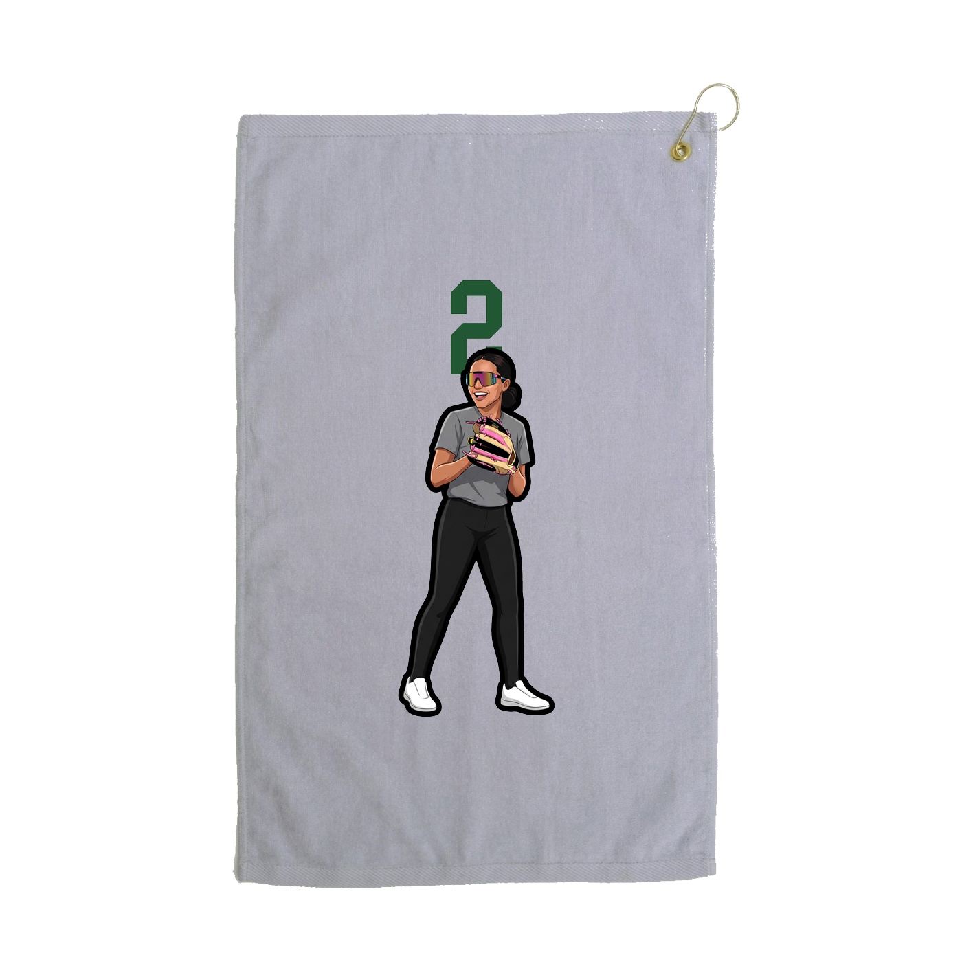 Golf Towel — Number Top in Grey