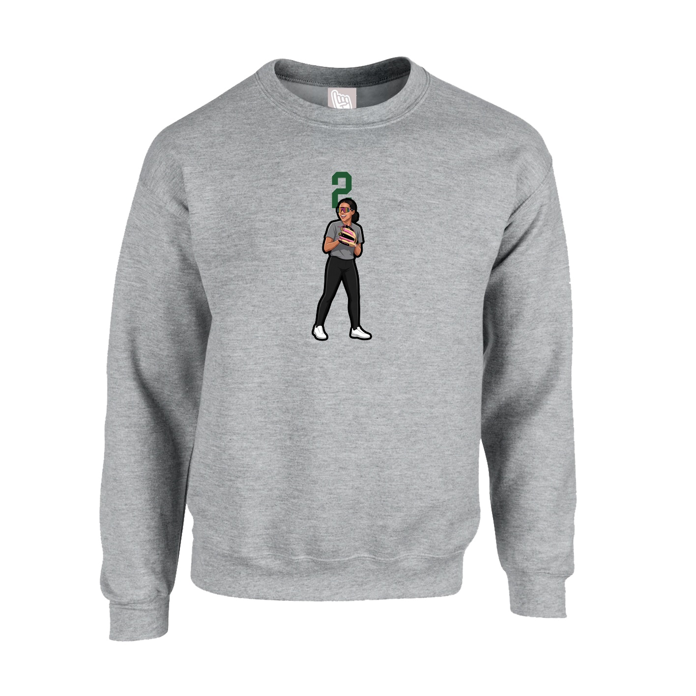 Fleece Crew — Number Top in Grey