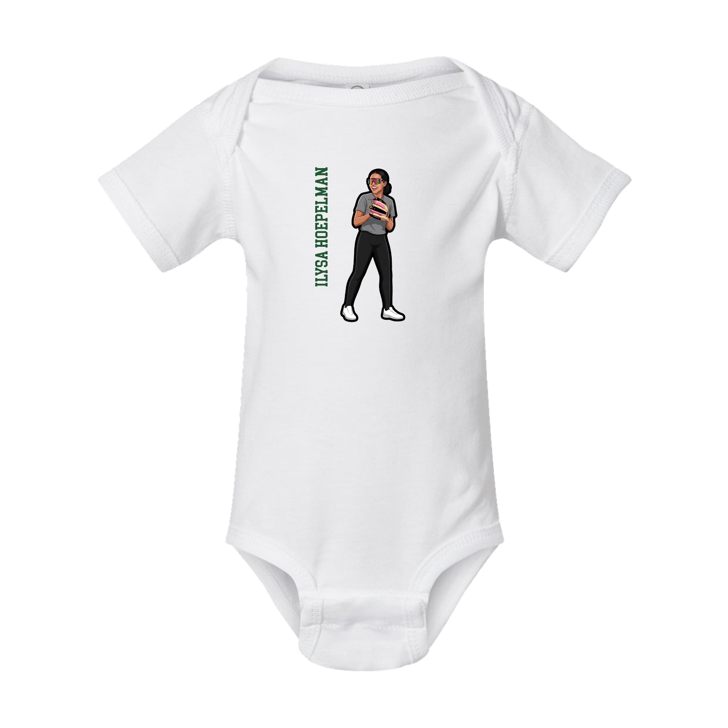 Baby Onesie — Name Vertical in White