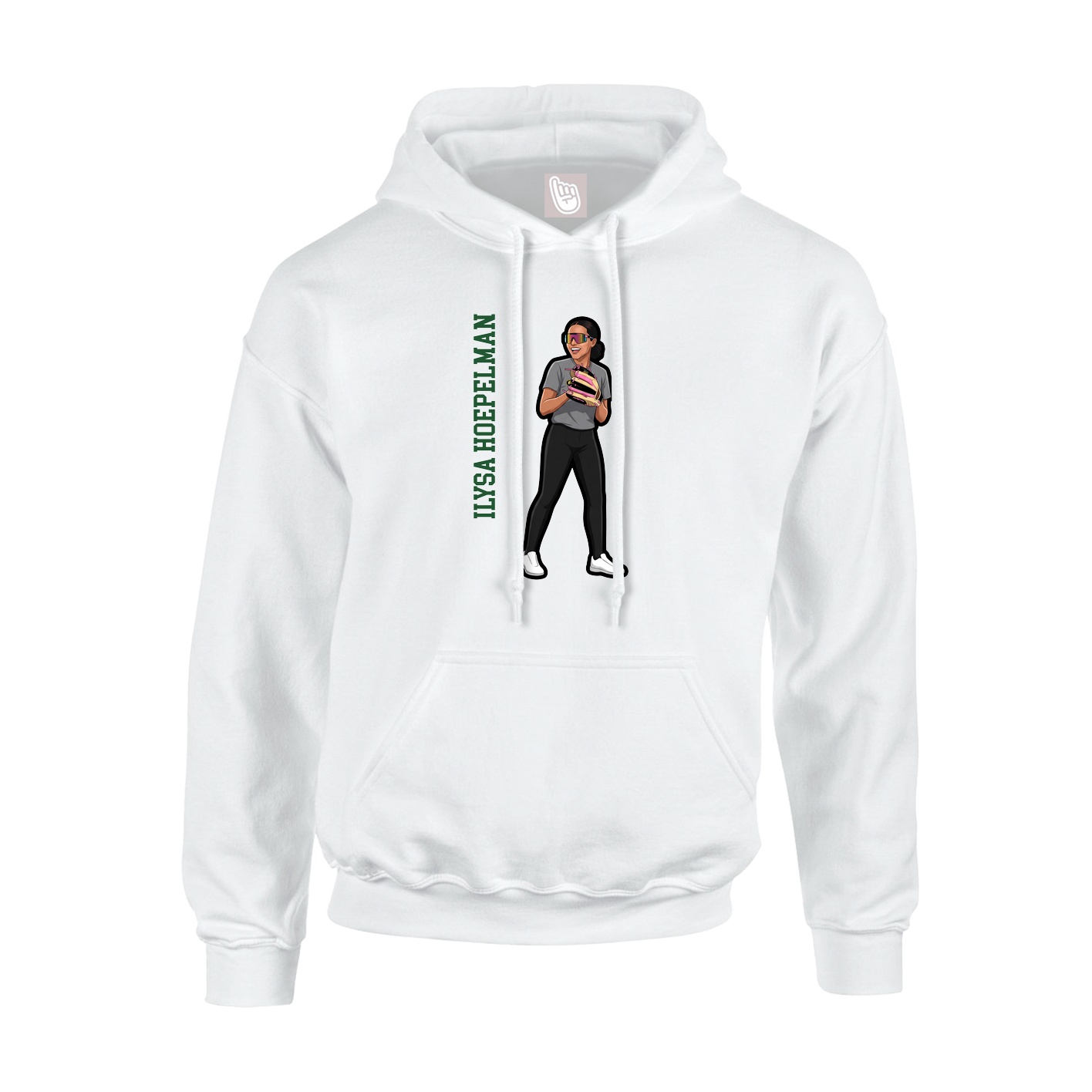 Youth Hoodie — Name Vertical in White