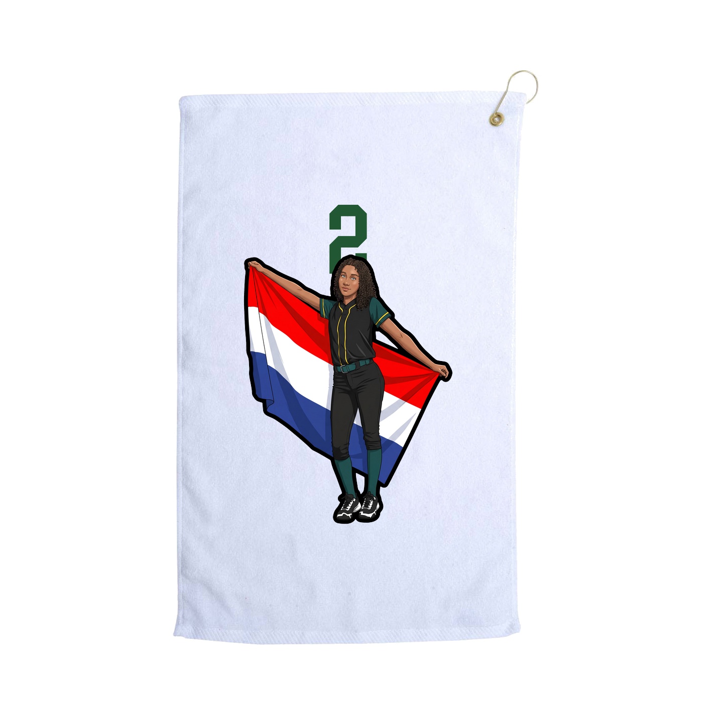 Golf Towel — Number Top in White