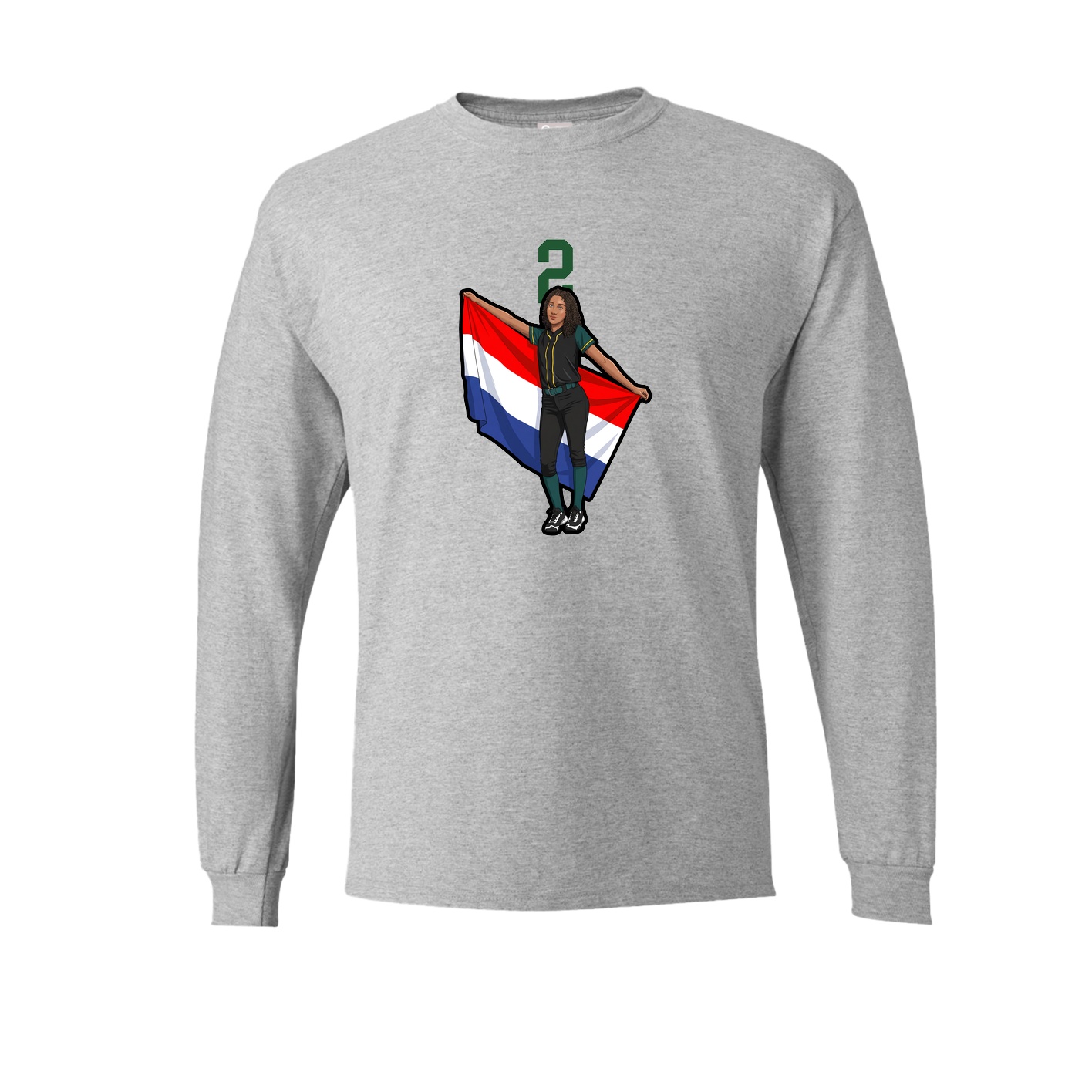 Long Sleeve Tee — Number Top in Grey