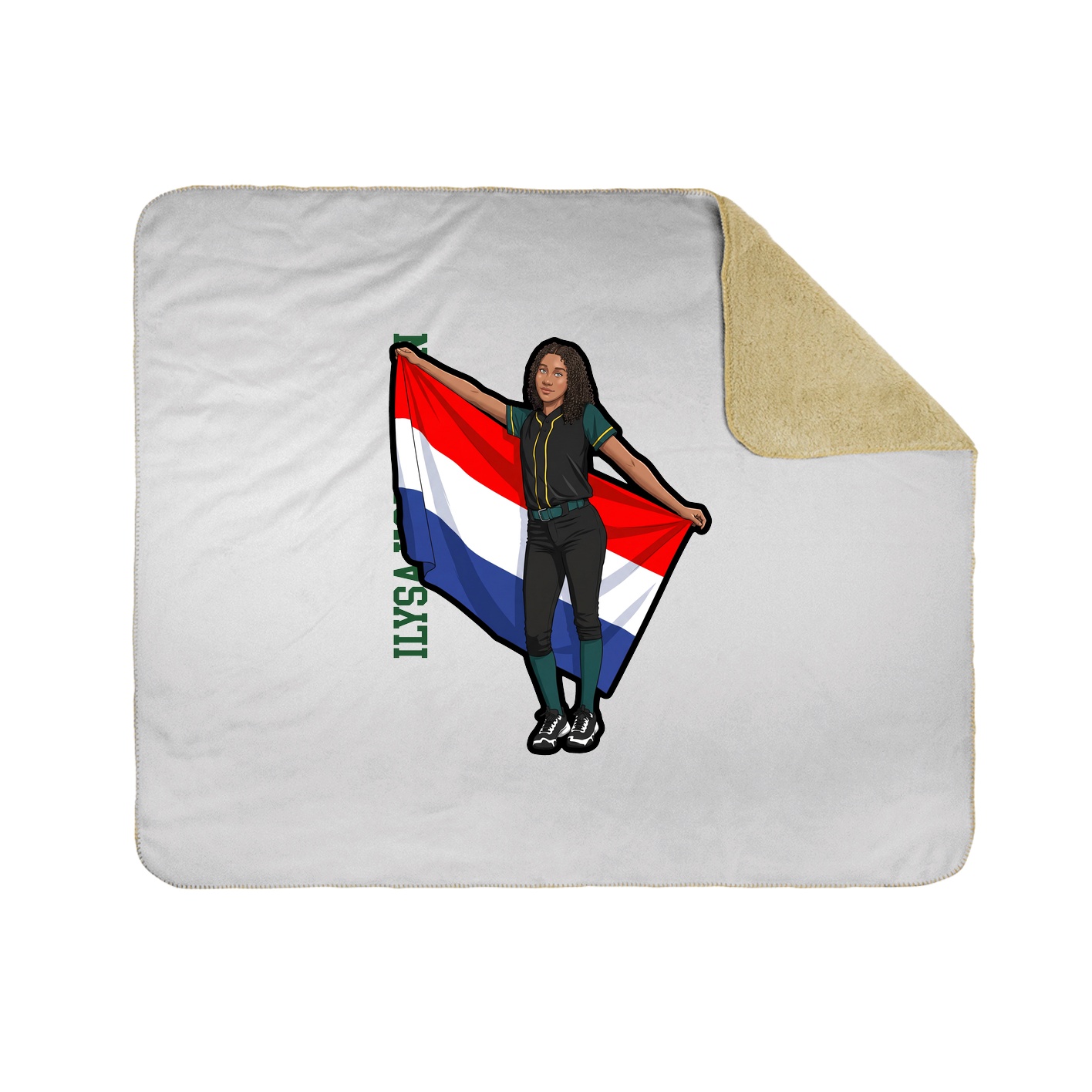 Throw Blanket — Name Vertical in White