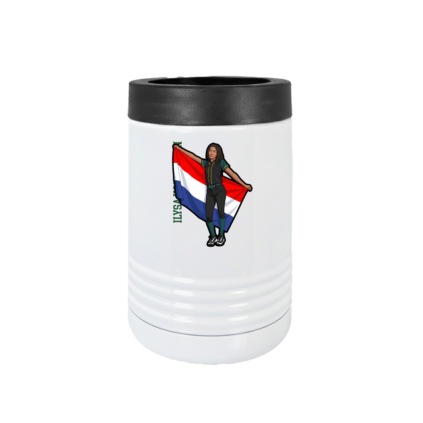Beverage Holder — Name Vertical in White