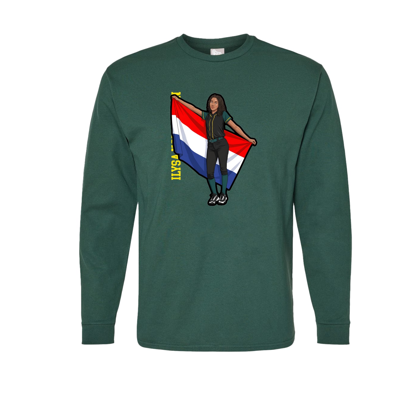 Long Sleeve Tee — Name Vertical in Green