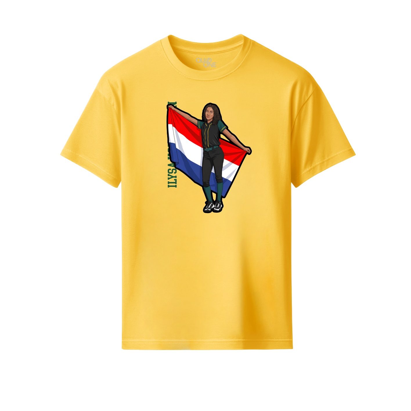 Youth Tee — Name Vertical in Yellow