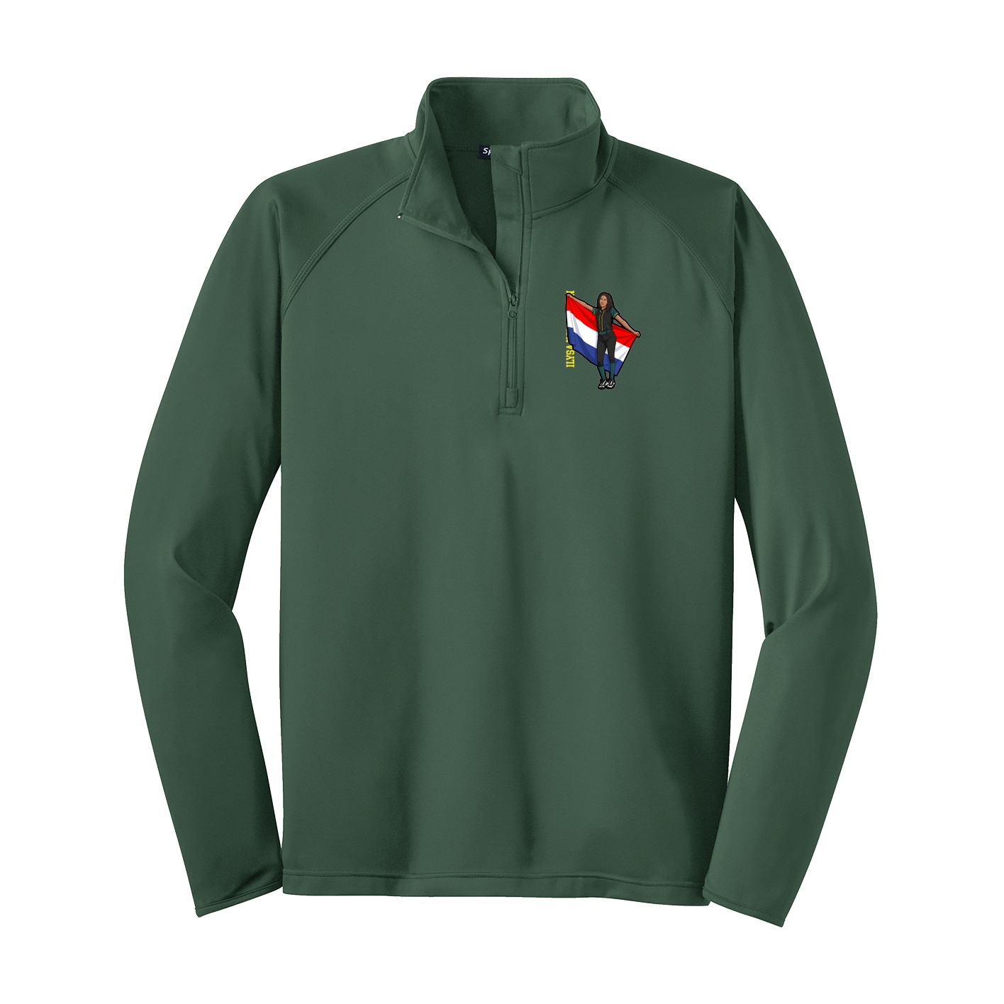 Q-Zip Pullover — Name Vertical in Green