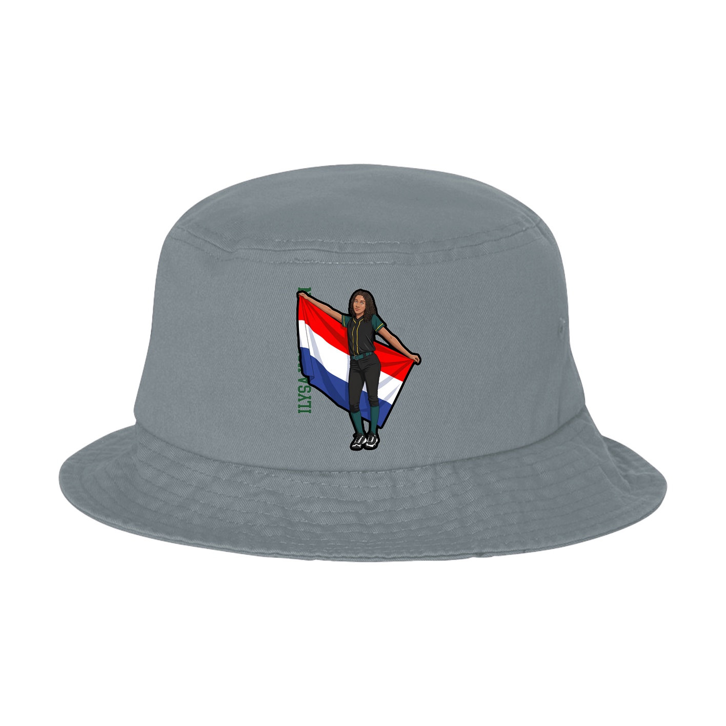 Bucket Cap — Name Vertical in Grey