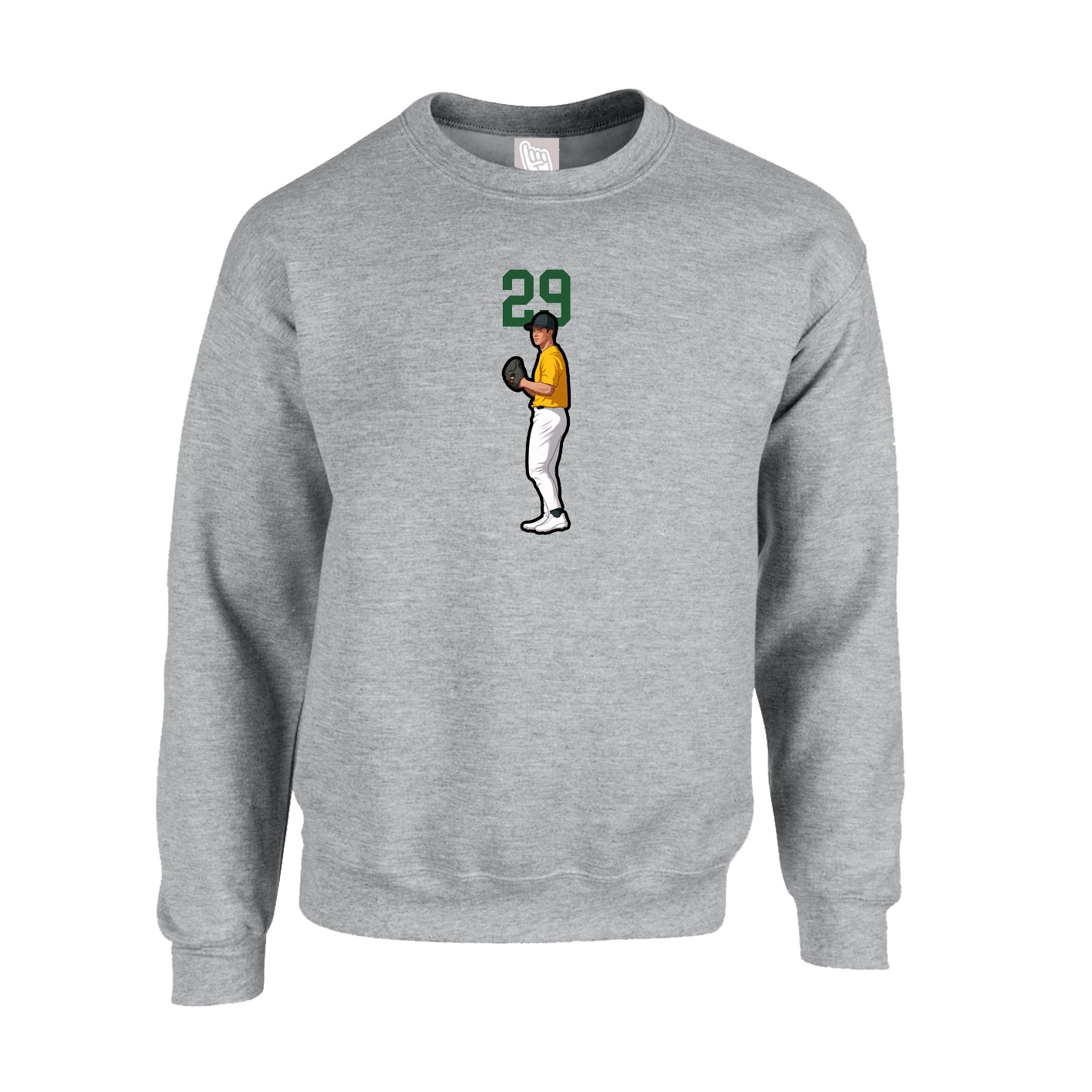 Fleece Crew — Number Top in Grey