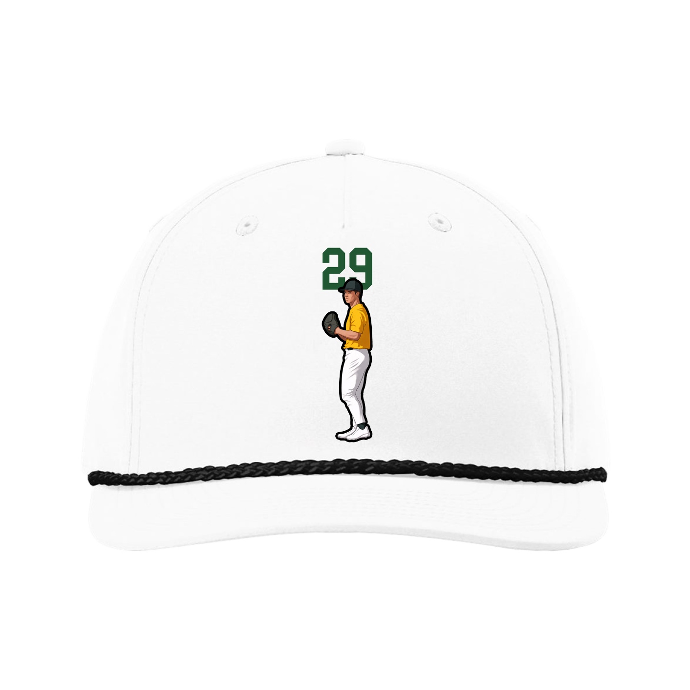 Five-Panel Classic Rope Cap — Number Top in White