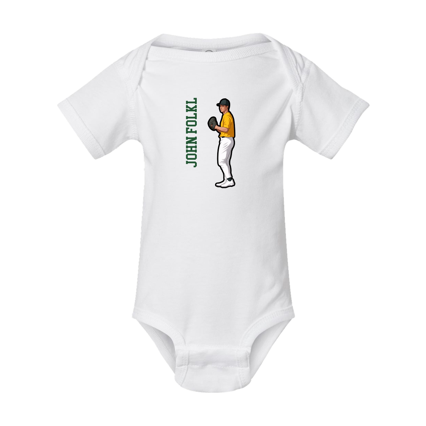 Baby Onesie — Name Vertical in White