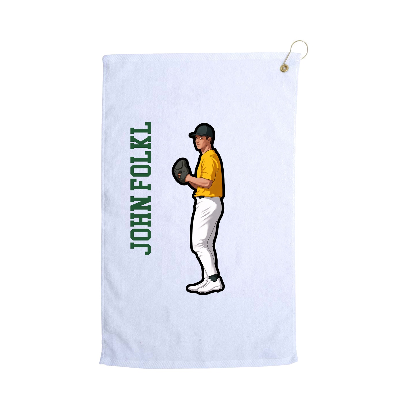 Golf Towel — Name Vertical in White