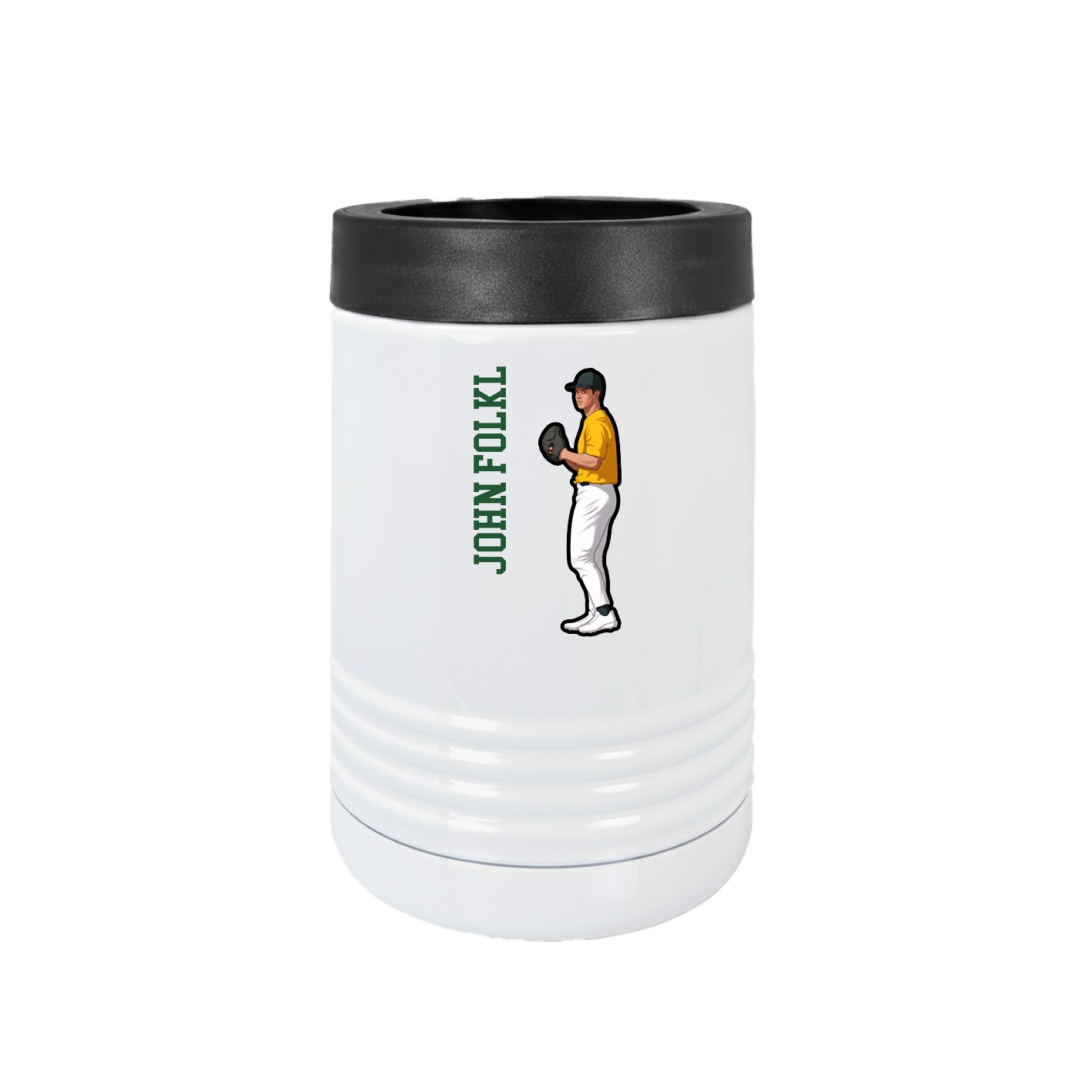 Beverage Holder — Name Vertical in White