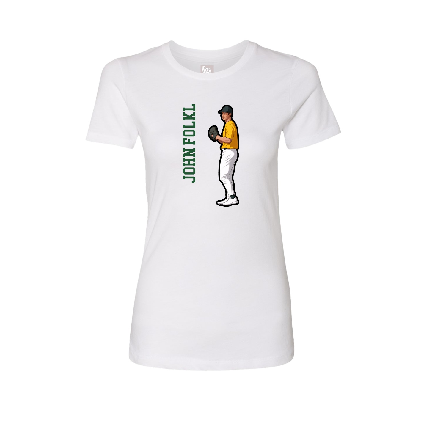 Fitted Women's Tee — Name Vertical in White