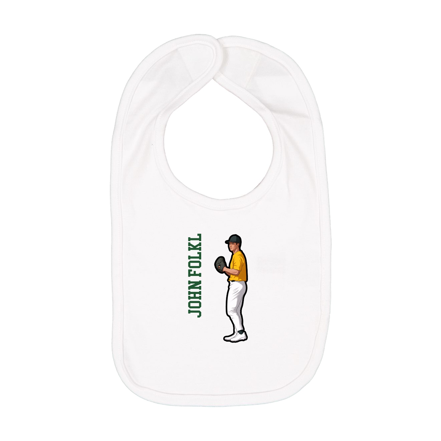 Infant Bib — Name Vertical in White