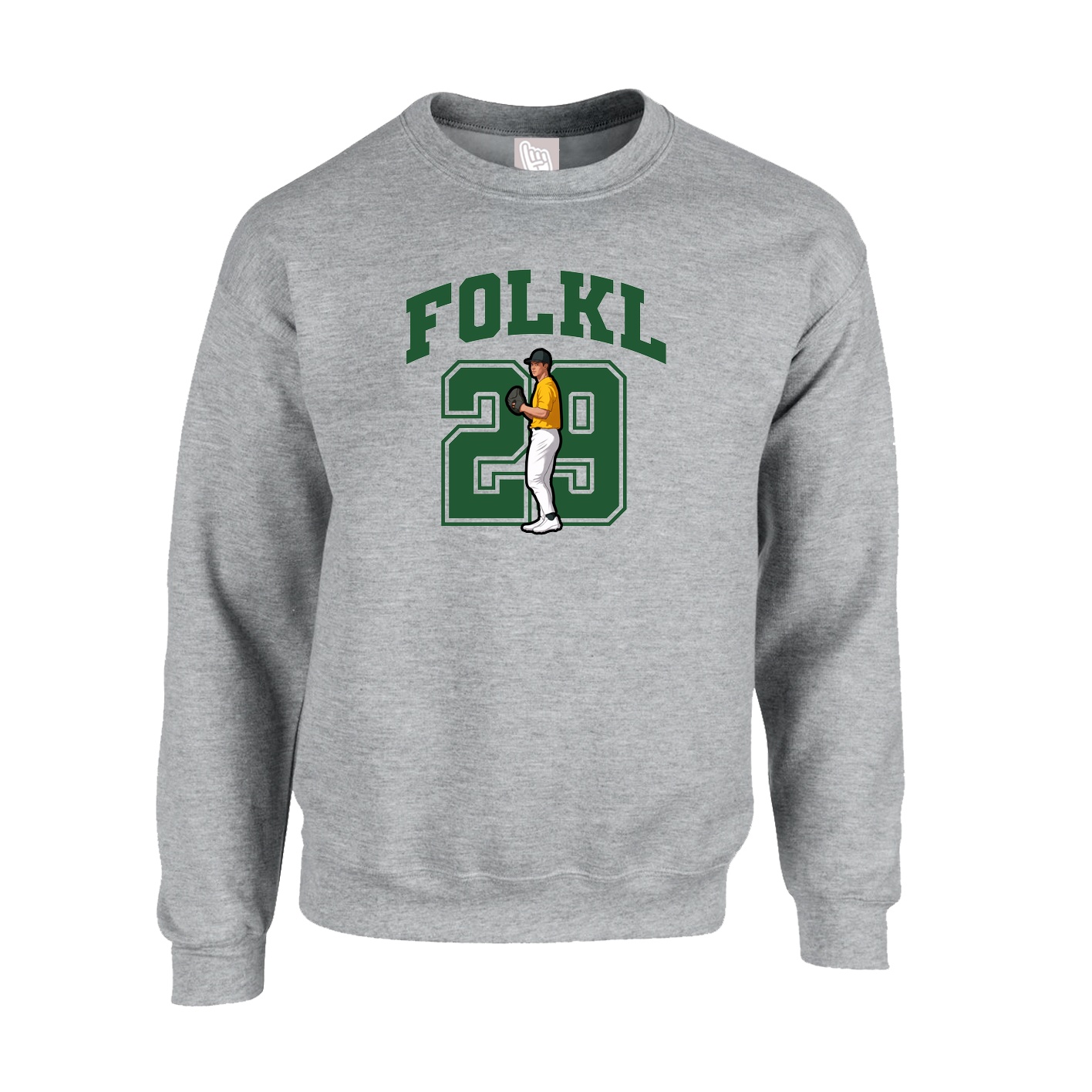 Fleece Crew — Number in Grey