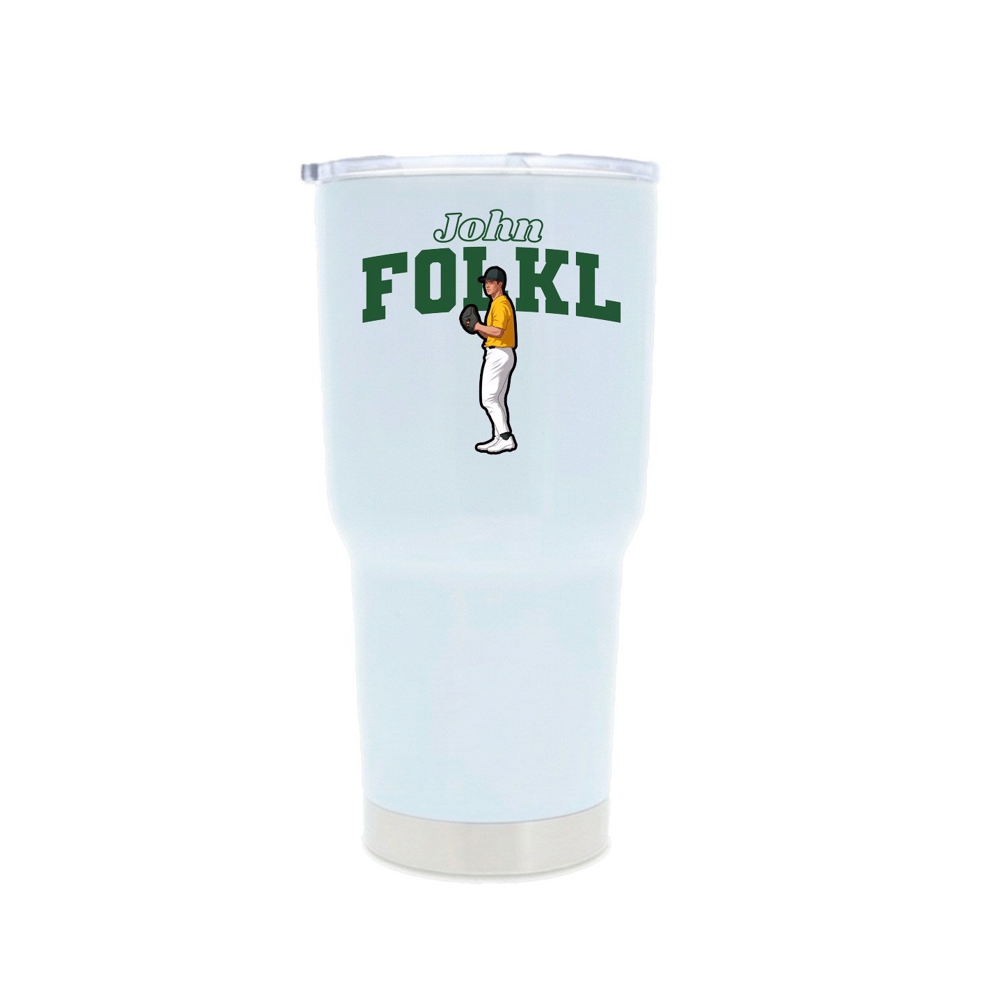 30oz Stainless Steel Tumbler — Name Arch in White