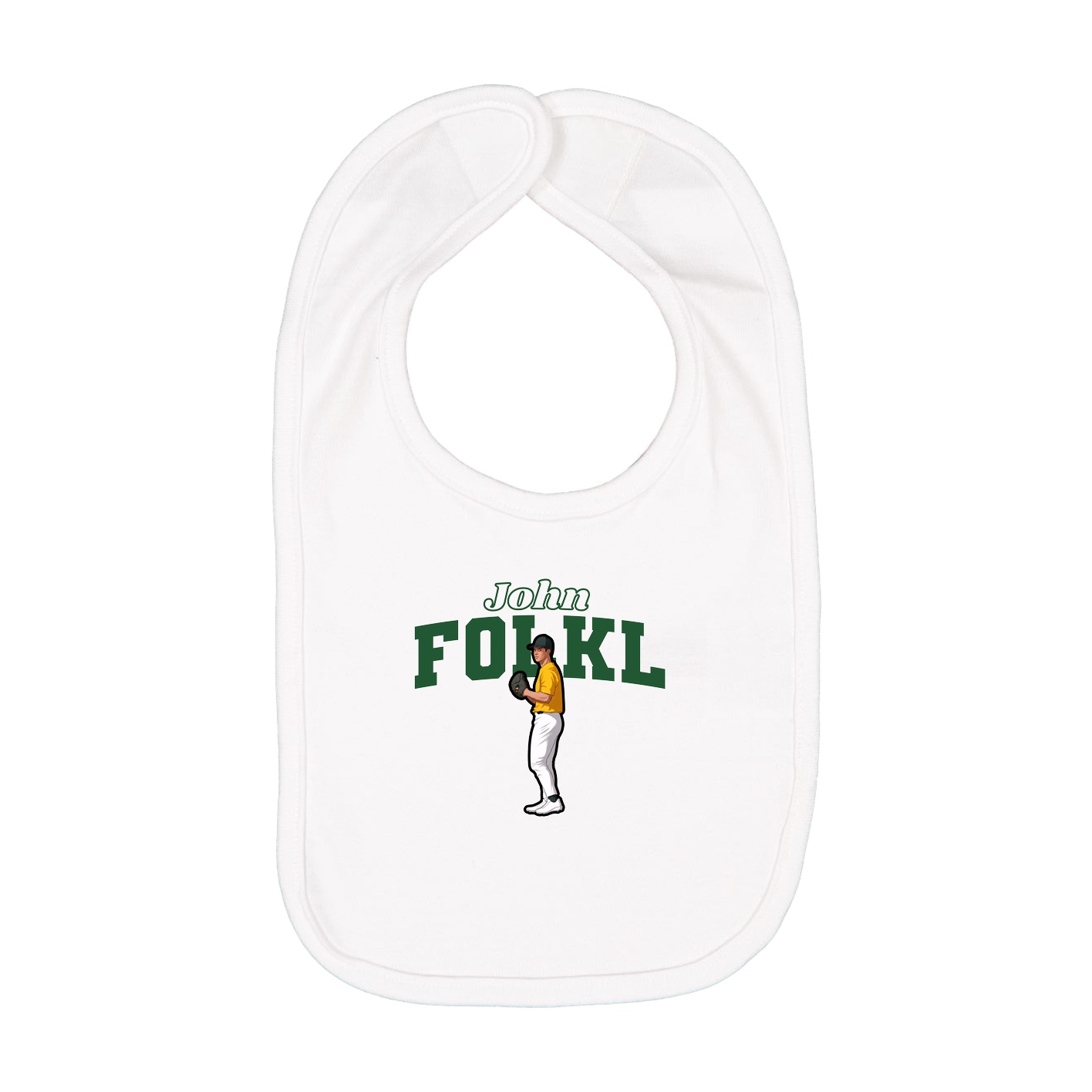 Infant Bib — Name Arch in White